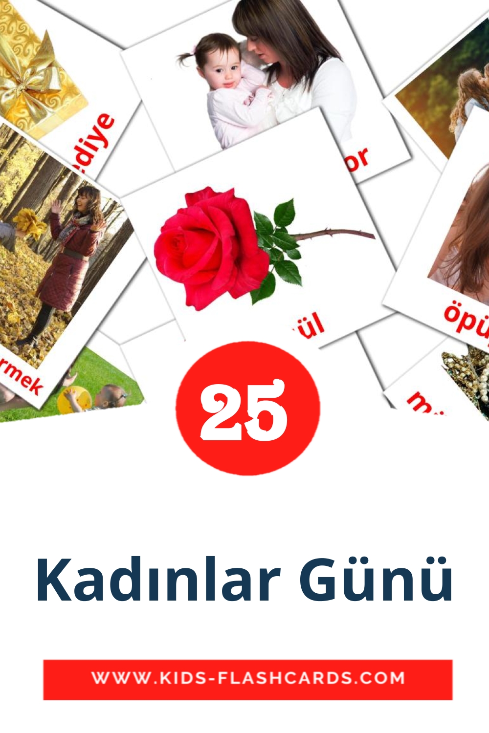 25 Kadınlar Günü Picture Cards for Kindergarden in turkish