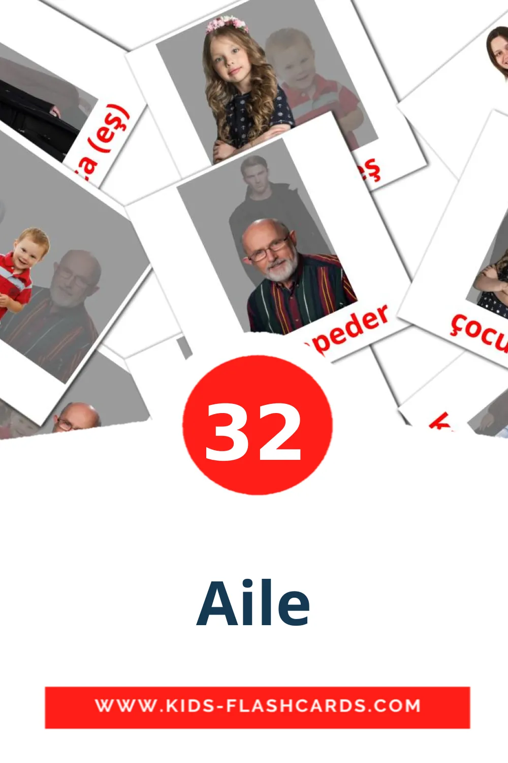 32 Aile Picture Cards for Kindergarden in turkish