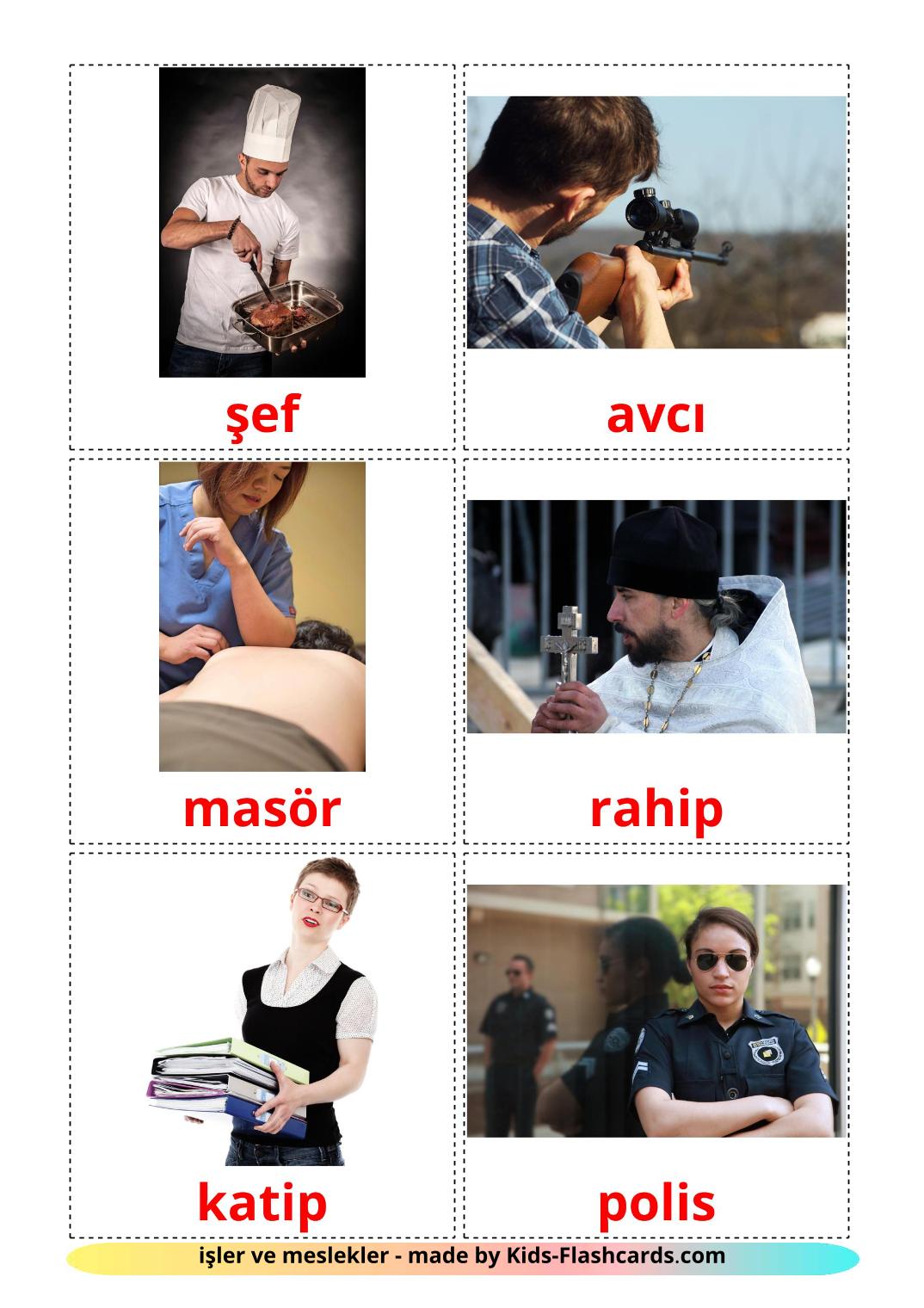 Jobs and Occupations - 51 Free Printable turkish Flashcards 