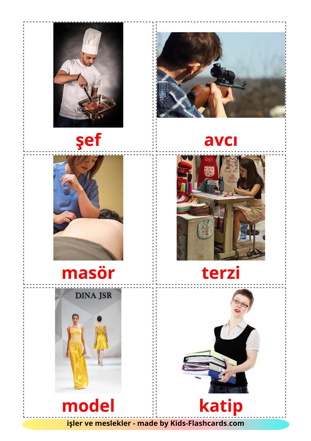 Jobs and Occupations - 48 Free Printable turkish Flashcards 