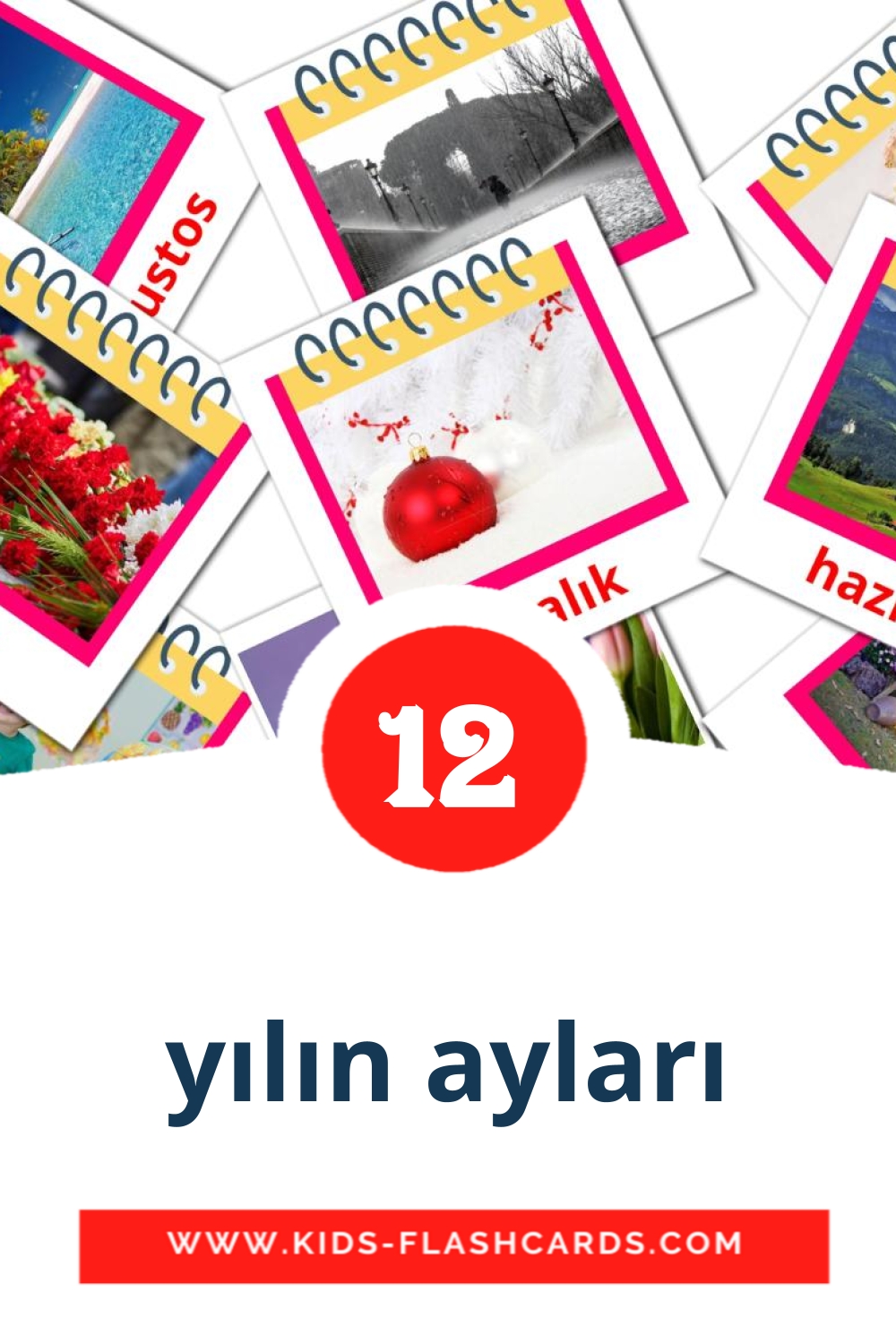 yılın ayları на турецком для Детского Сада (12 карточек)