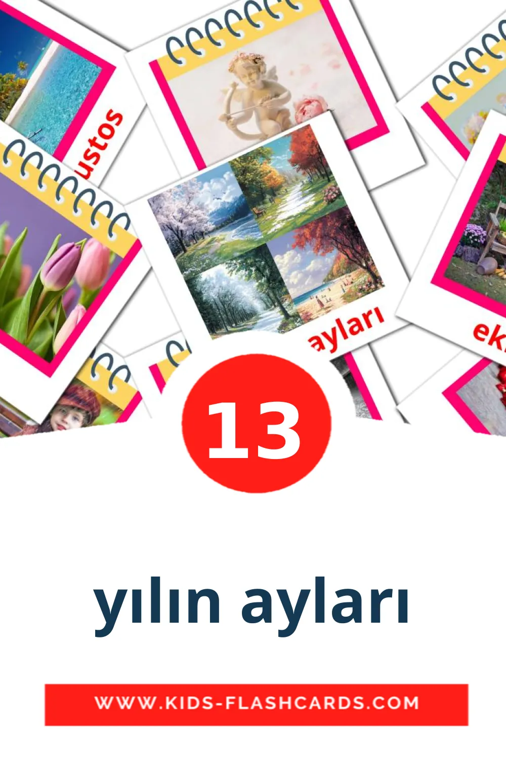 13 tarjetas didacticas de yılın ayları para el jardín de infancia en turco