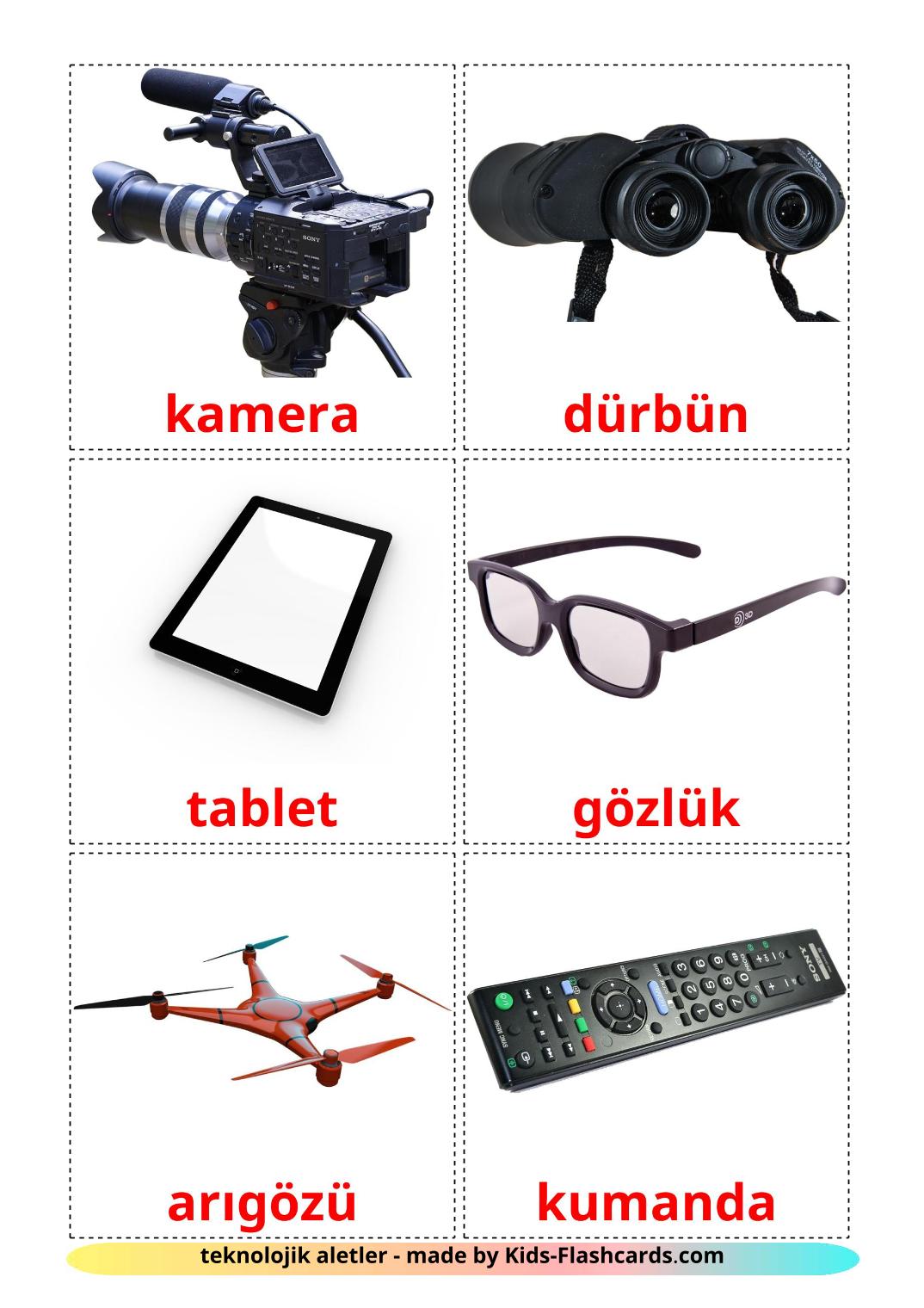 Digitale Geräte - 28 kostenlose, druckbare Türkisch Flashcards 
