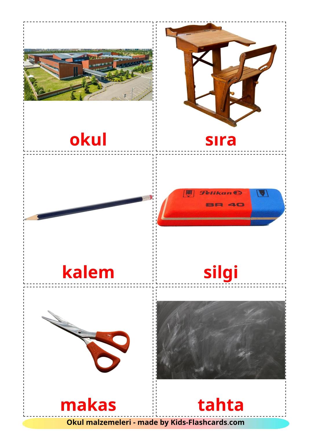 Classroom objects - 37 Free Printable turkish Flashcards 