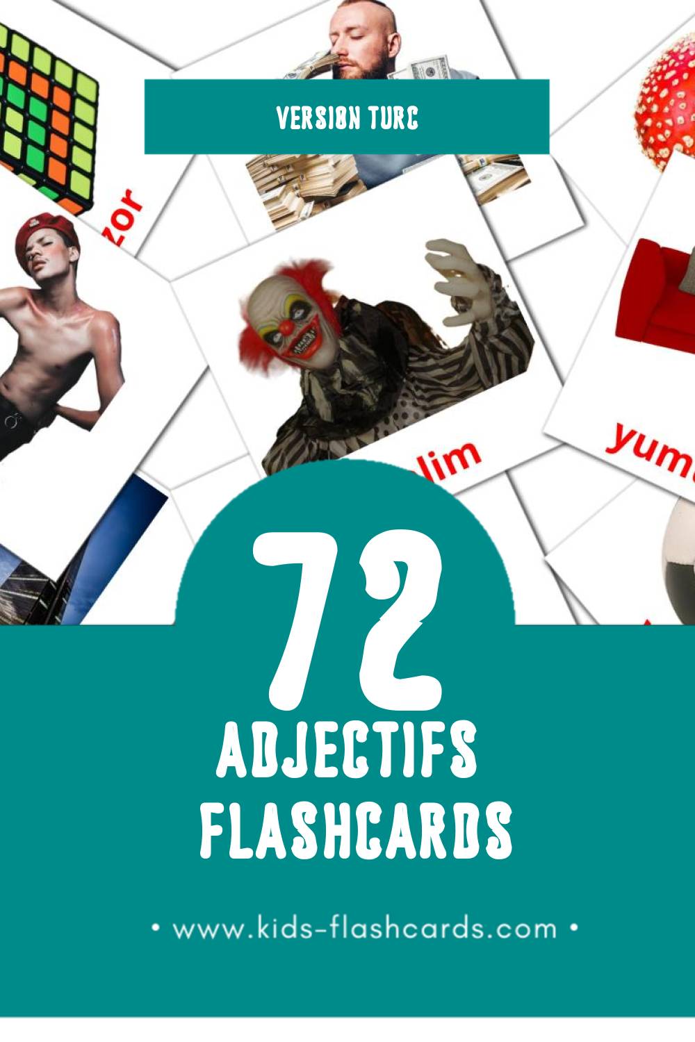 Flashcards Visual Sifatlar pour les tout-petits (74 cartes en Turc)