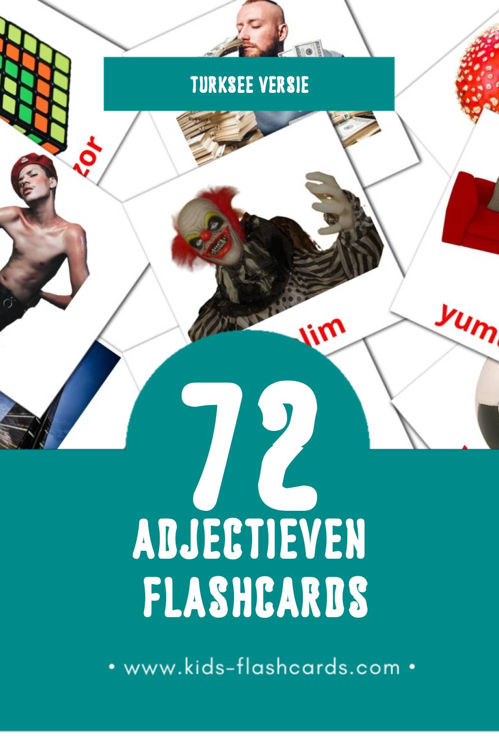 Visuele Sifatlar Flashcards voor Kleuters (72 kaarten in het Turkse)