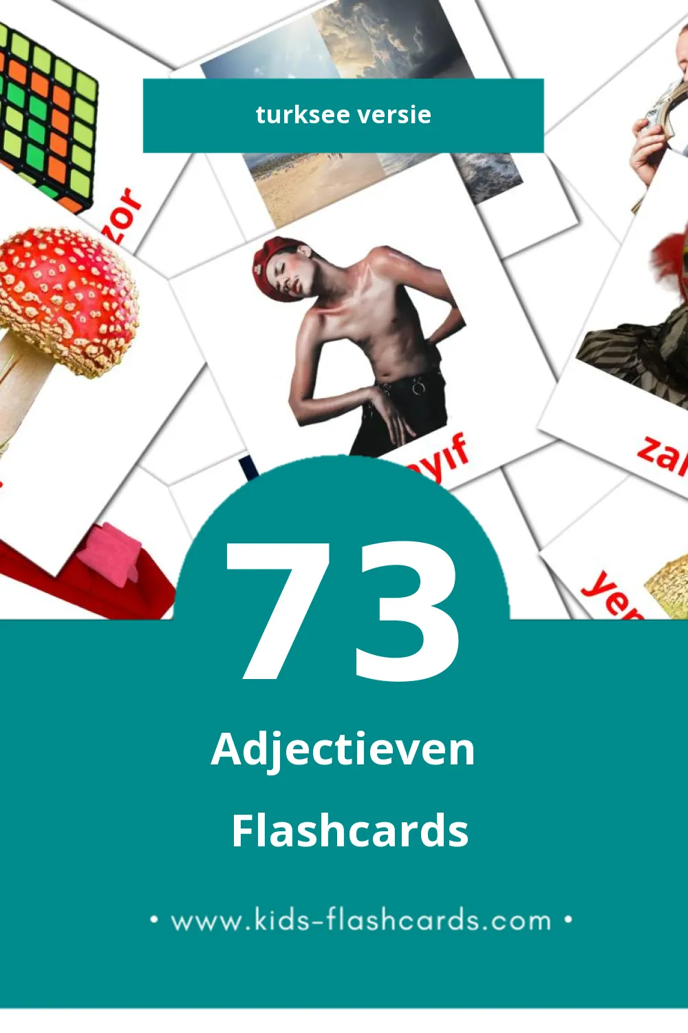 Visuele Sifatlar Flashcards voor Kleuters (73 kaarten in het Turkse)