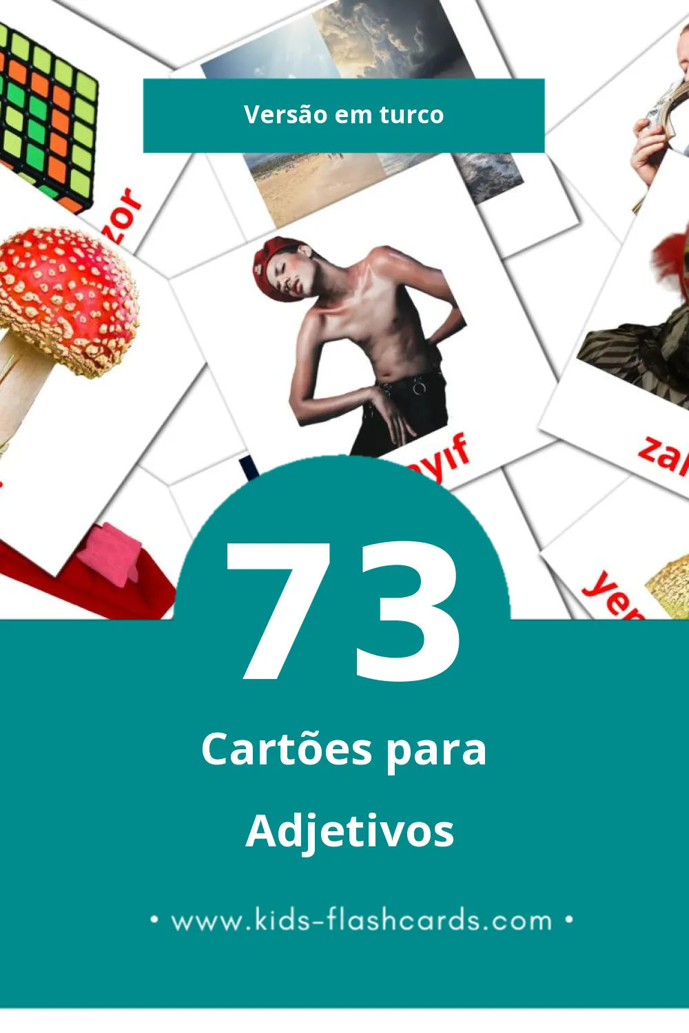 Flashcards de Sifatlar Visuais para Toddlers (73 cartões em Turco)