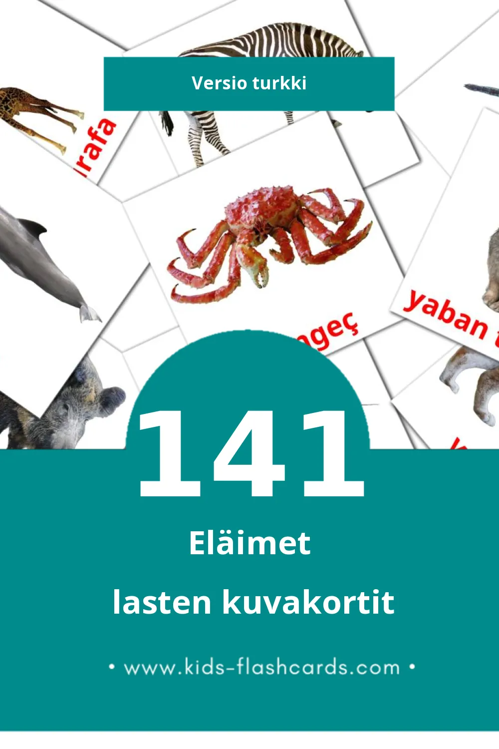 Hayvanlar lasten kuvakortit pikkulapsille (141 korttia Turkkiksi)