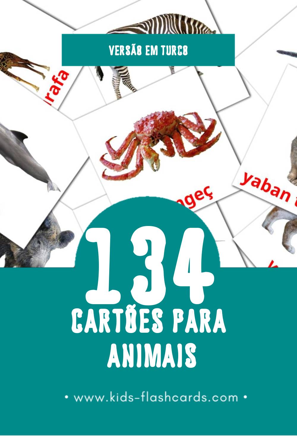 Flashcards de Hayvanlar Visuais para Toddlers (134 cartões em Turco)