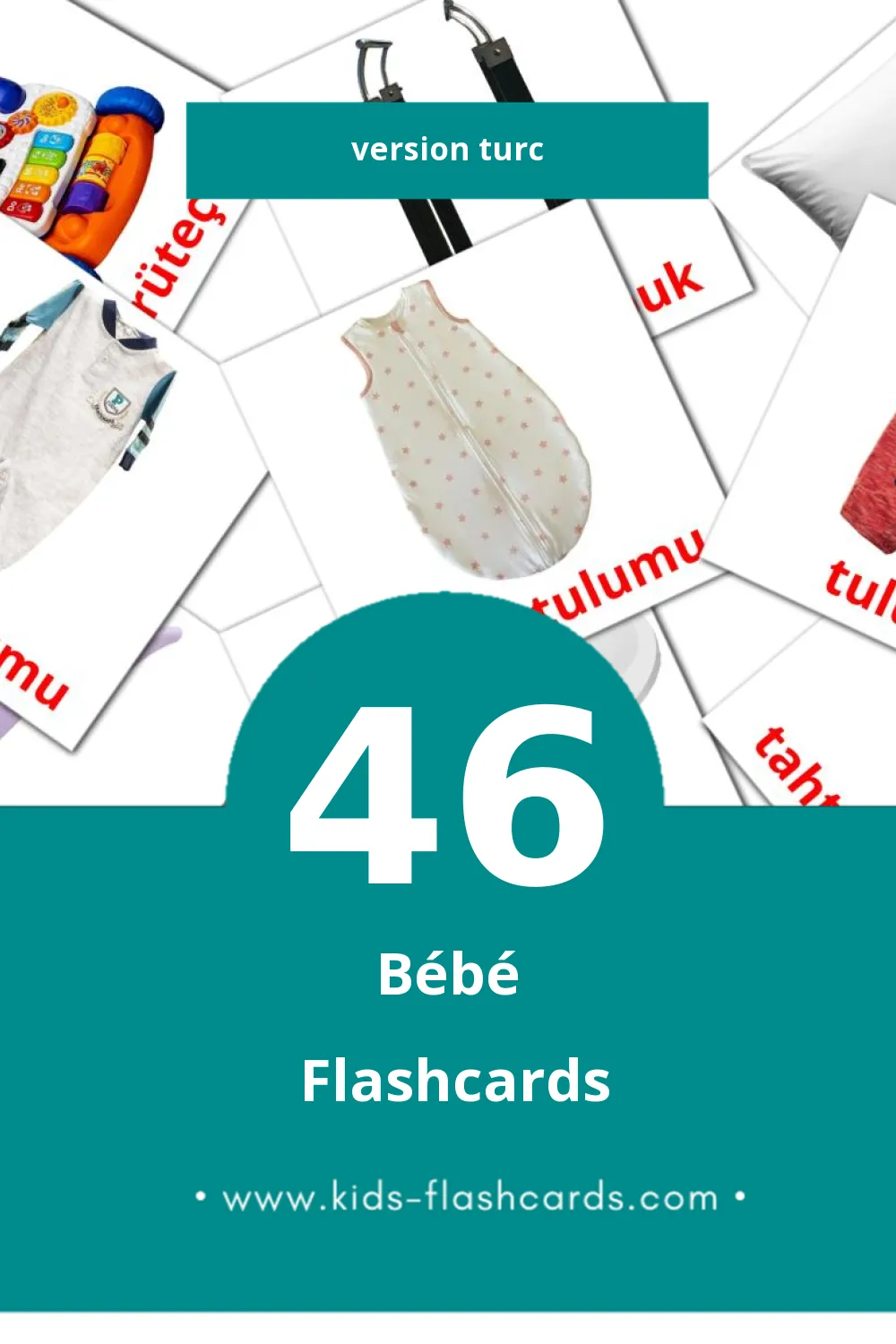 Flashcards Visual Bebek pour les tout-petits (46 cartes en Turc)