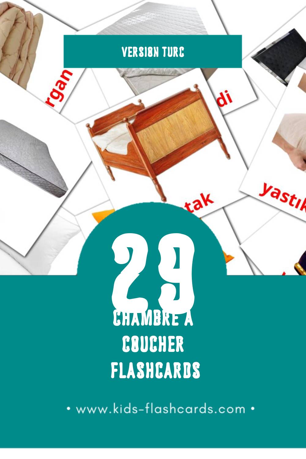 Flashcards Visual yatak odası pour les tout-petits (33 cartes en Turc)