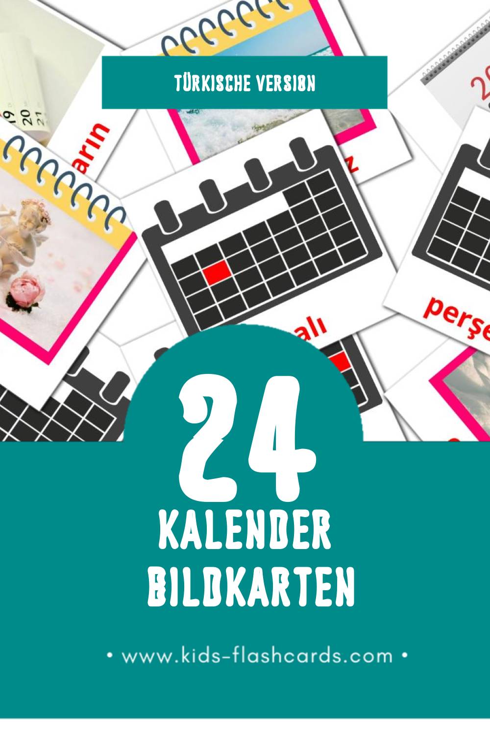 Visual Takvim Flashcards für Kleinkinder (24 Karten in Türkisch)