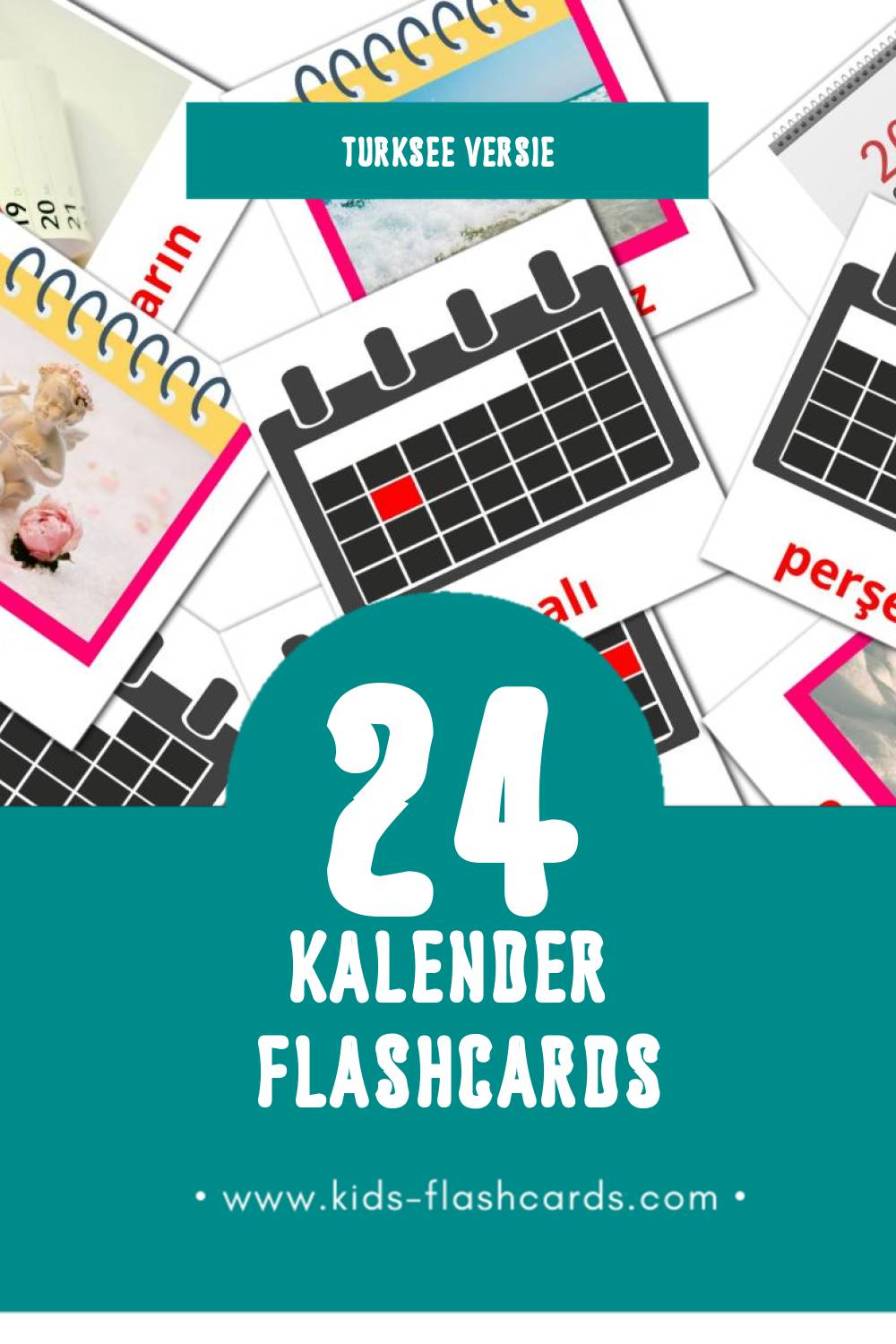 Visuele Takvim Flashcards voor Kleuters (24 kaarten in het Turkse)