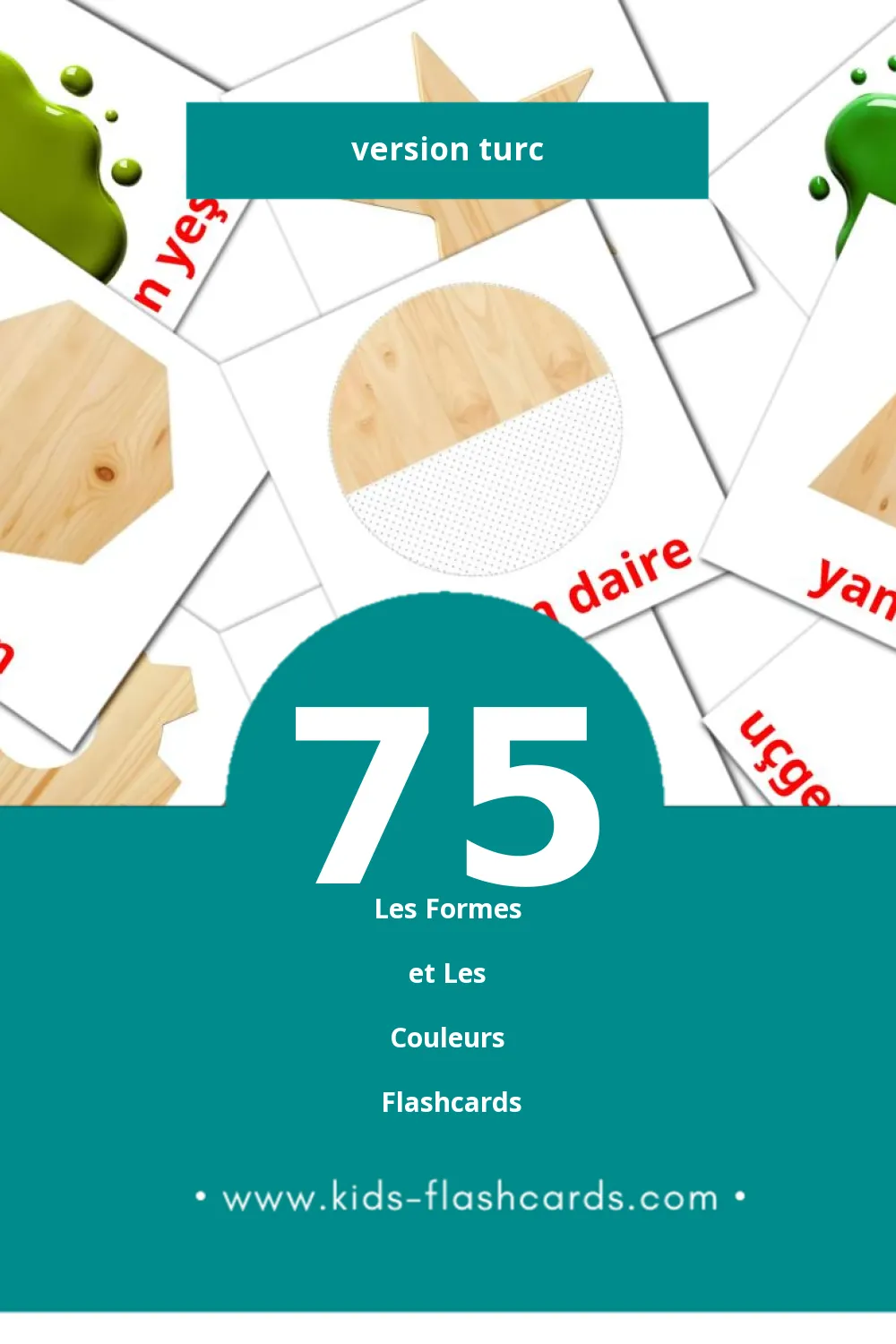 Flashcards Visual Renkler ve Şekiller pour les tout-petits (75 cartes en Turc)