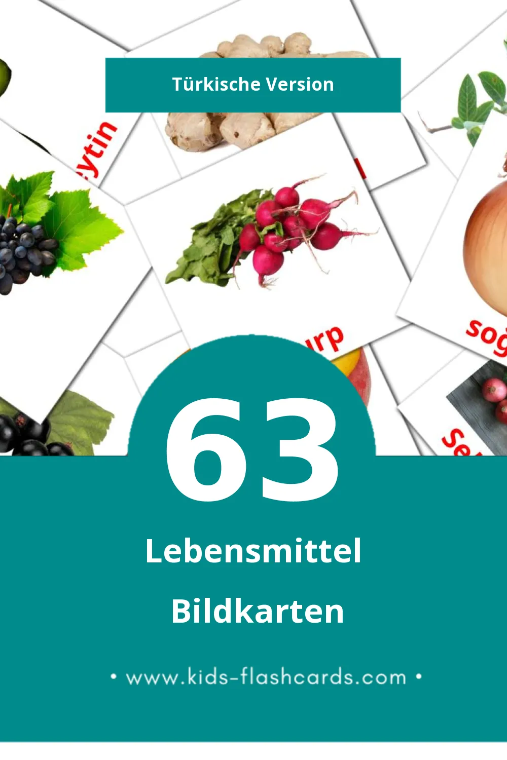 Visual gıda Flashcards für Kleinkinder (63 Karten in Türkisch)