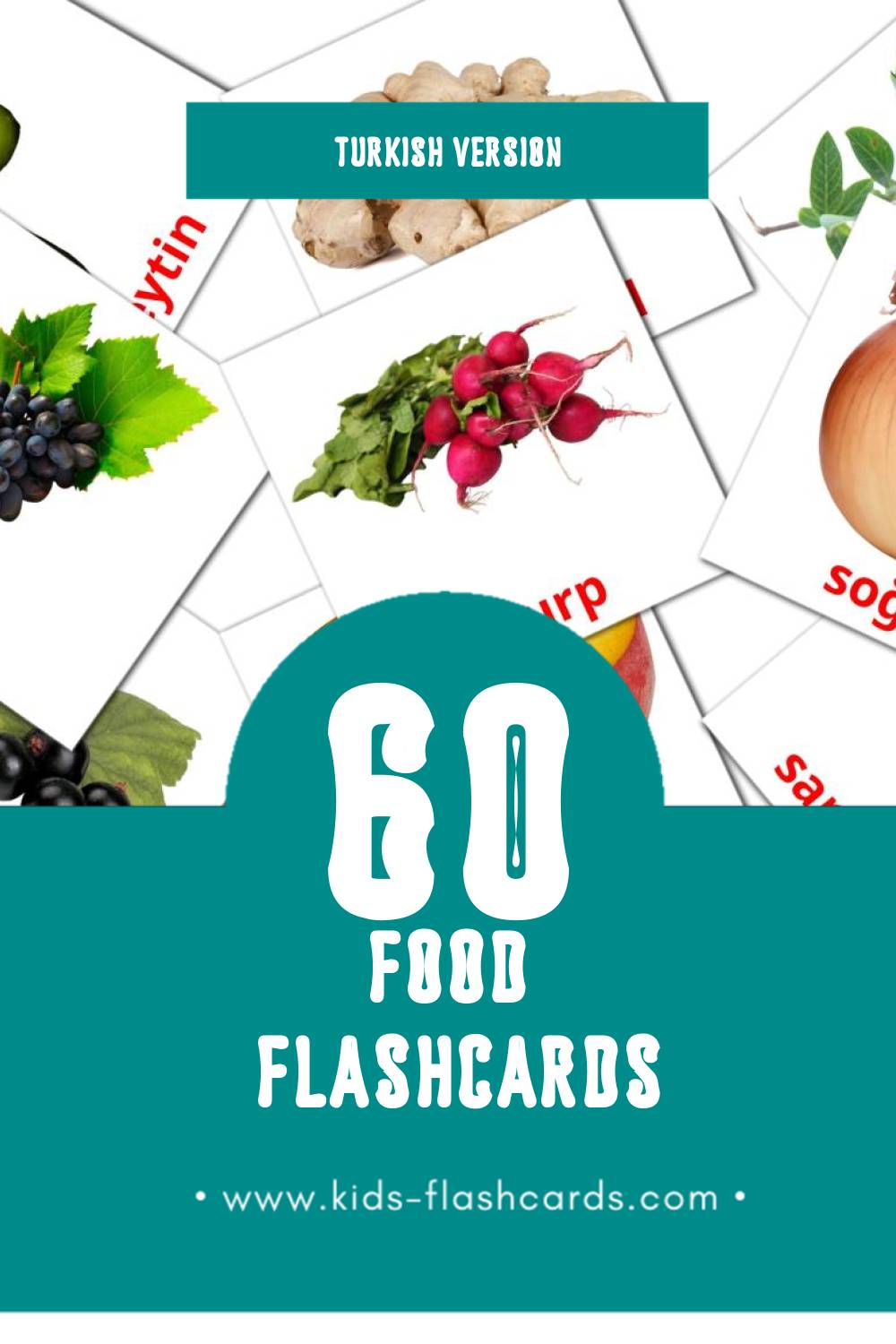 Visual gıda Flashcards for Toddlers (60 cards in Turkish)