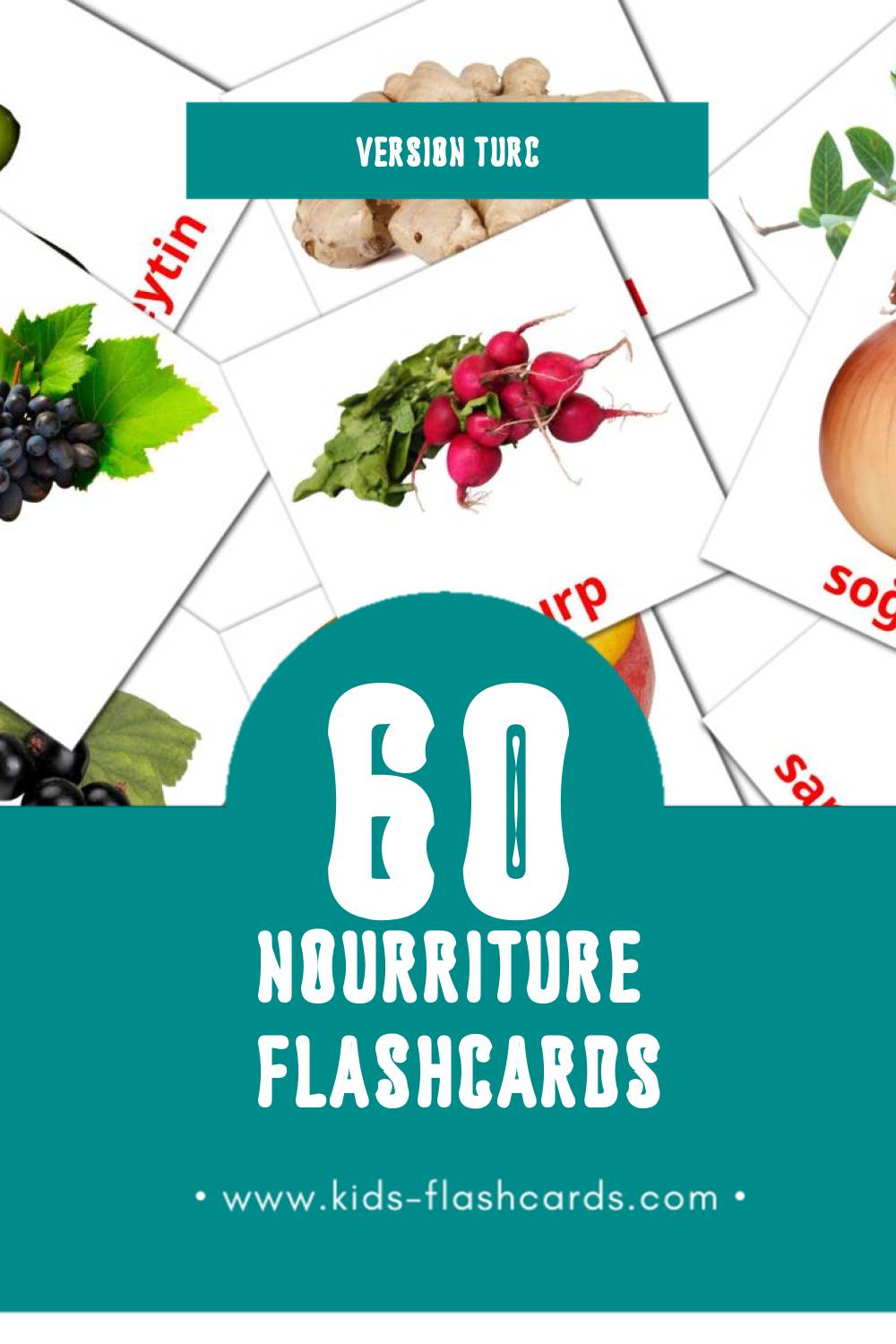 Flashcards Visual gıda pour les tout-petits (60 cartes en Turc)