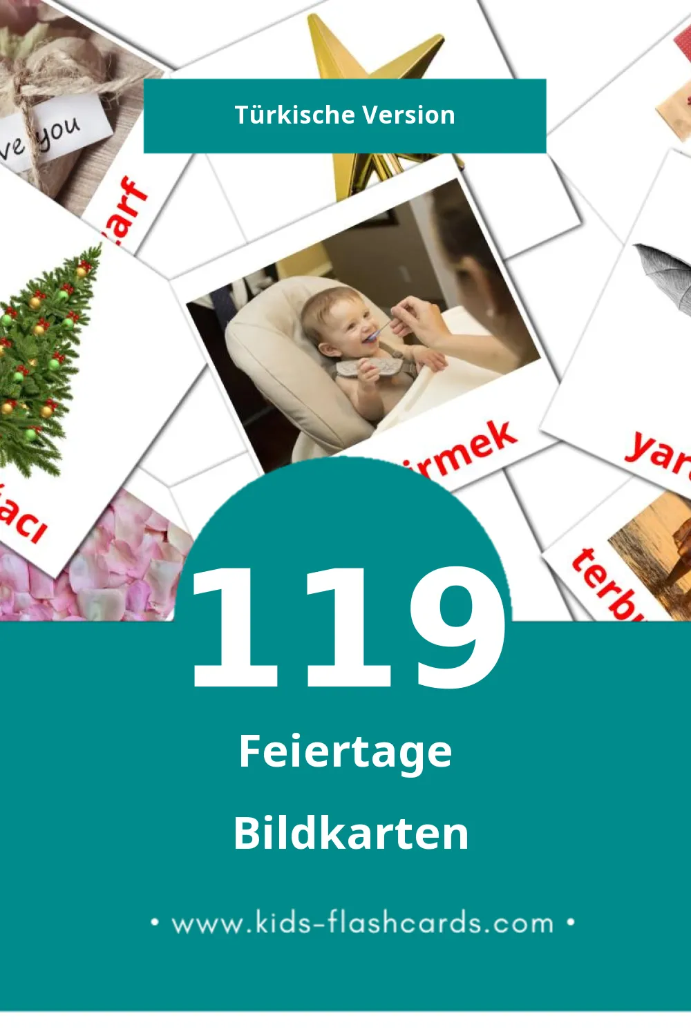 Visual tatiller Flashcards für Kleinkinder (119 Karten in Türkisch)