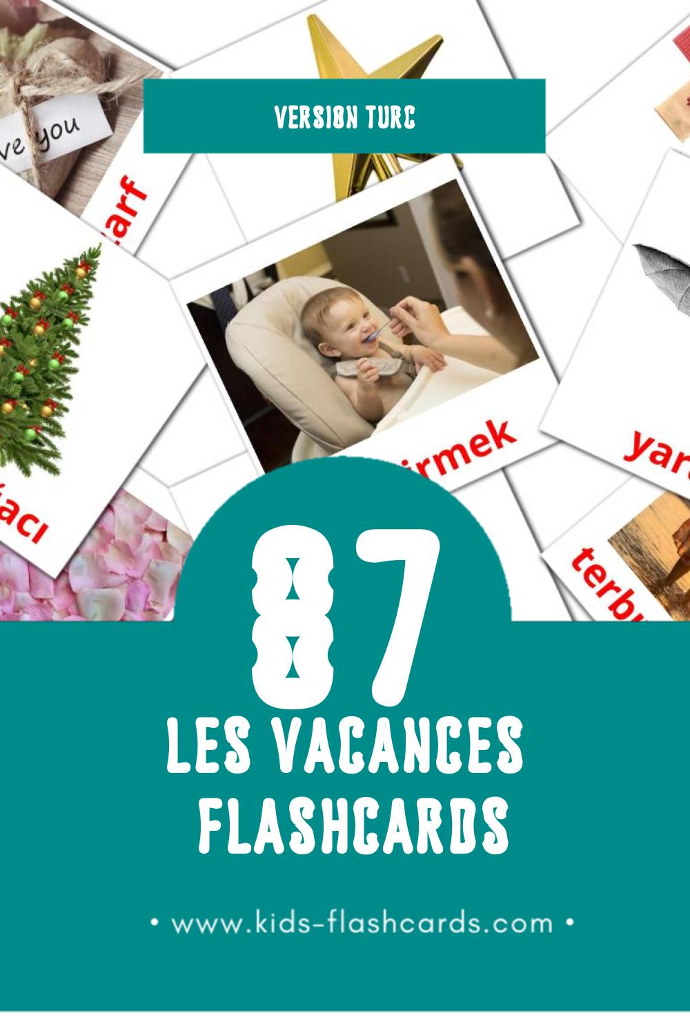 Flashcards Visual tatiller pour les tout-petits (87 cartes en Turc)