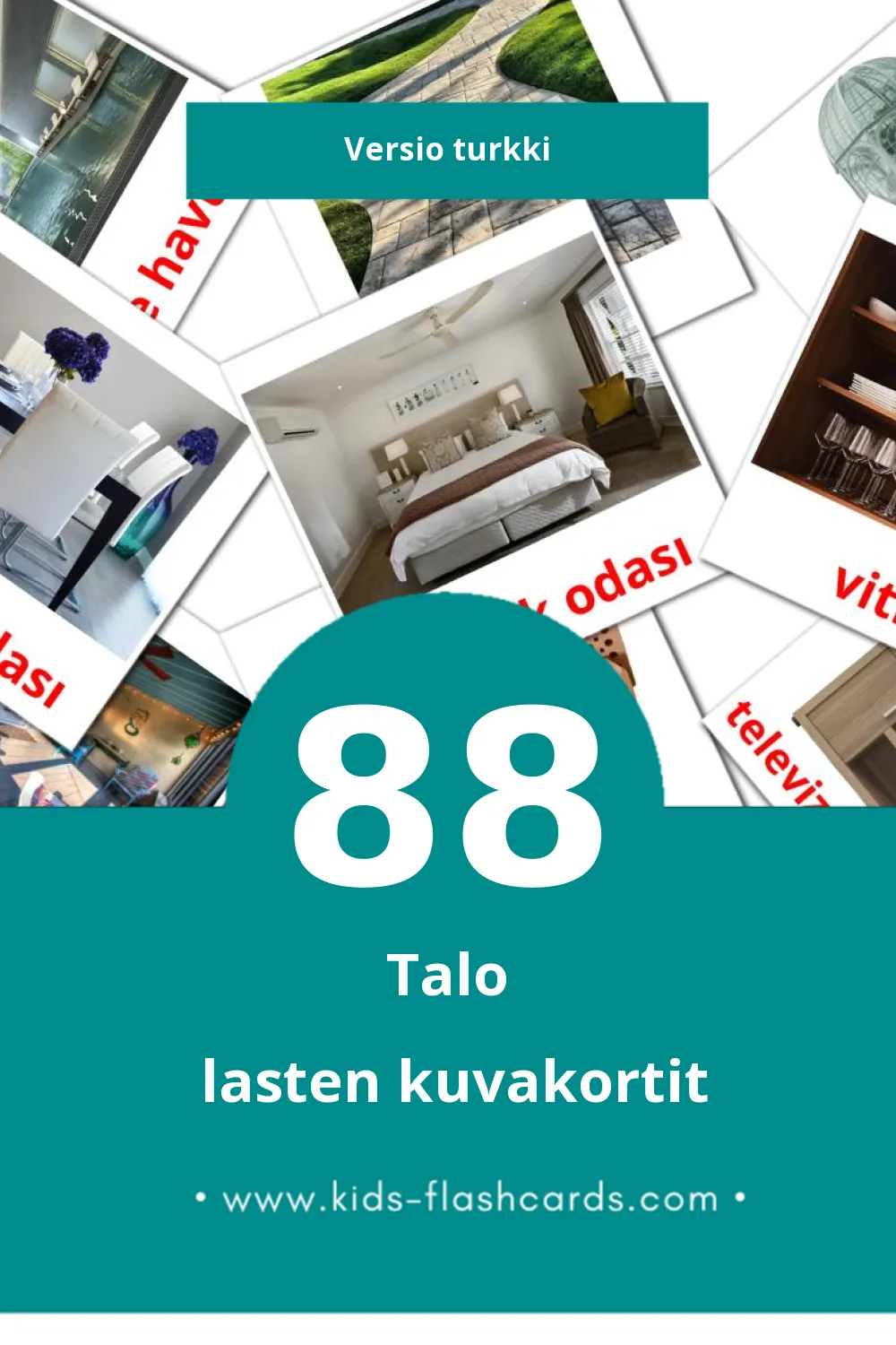 Home Ev  lasten kuvakortit pikkulapsille (88 korttia Turkkiksi)