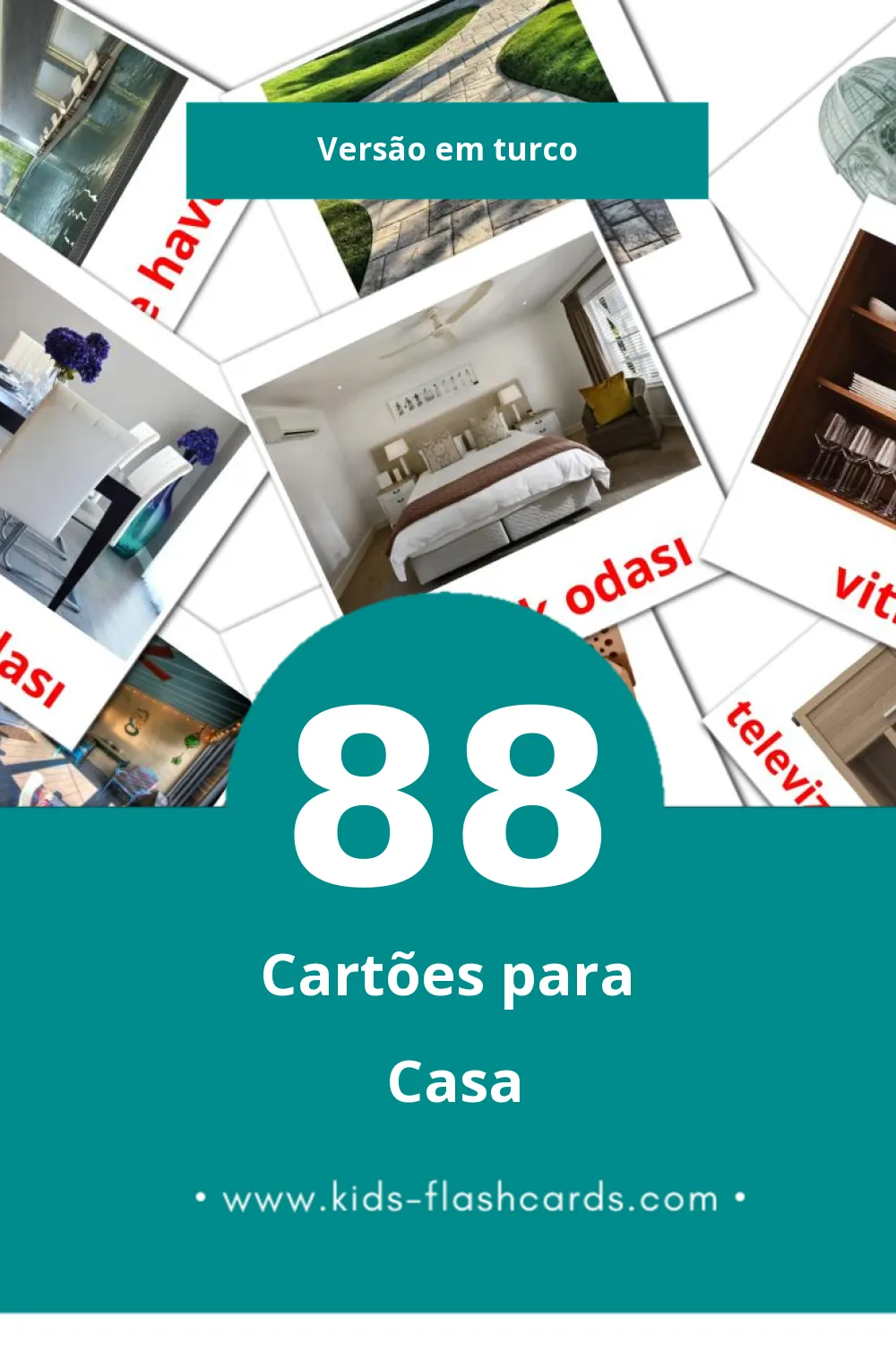 Flashcards de Home Ev  Visuais para Toddlers (88 cartões em Turco)