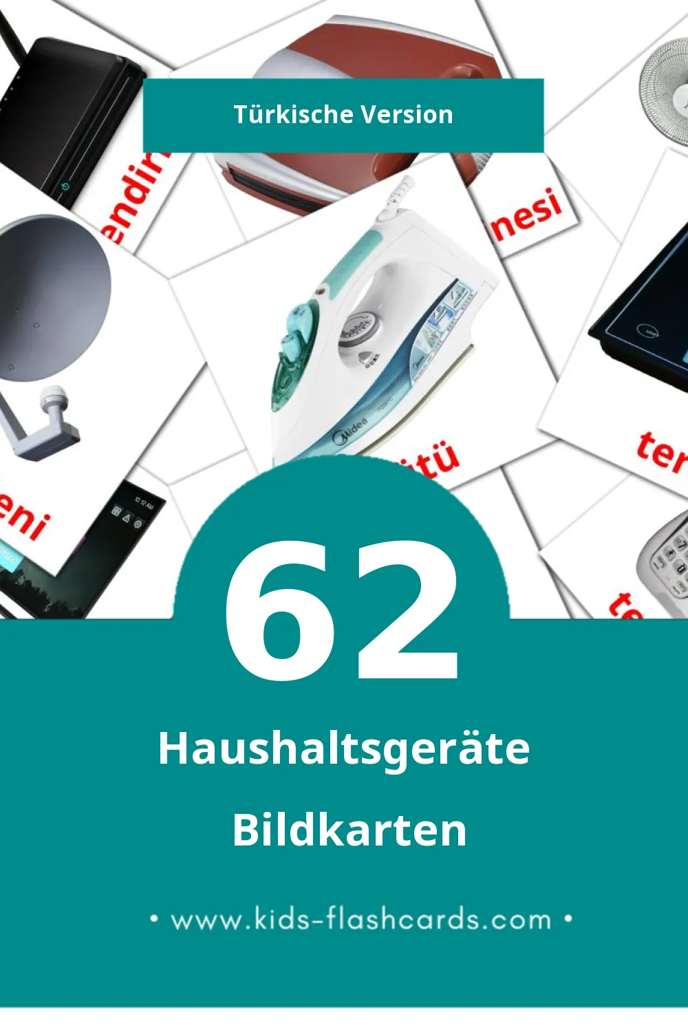 Visual ev aletleri Flashcards für Kleinkinder (62 Karten in Türkisch)