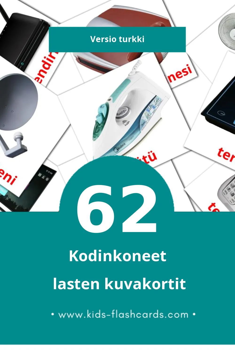 ev aletleri lasten kuvakortit pikkulapsille (62 korttia Turkkiksi)