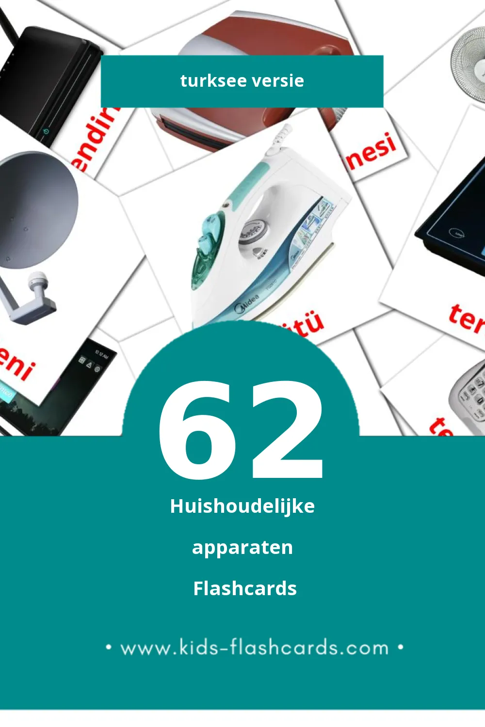 Visuele ev aletleri Flashcards voor Kleuters (62 kaarten in het Turkse)