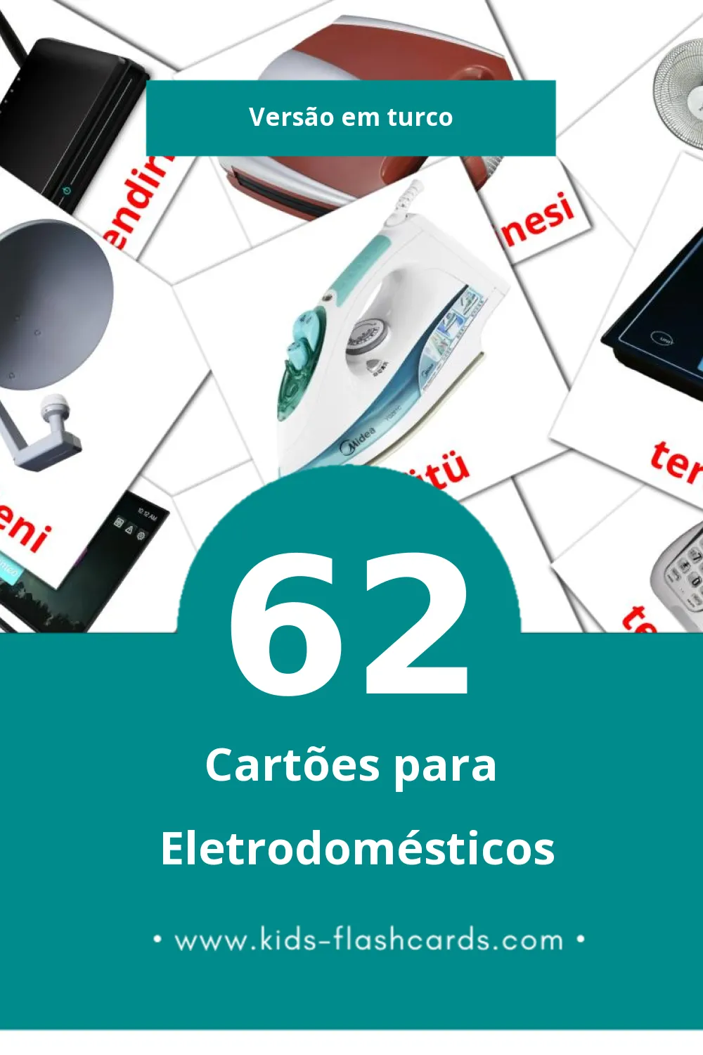 Flashcards de ev aletleri Visuais para Toddlers (62 cartões em Turco)