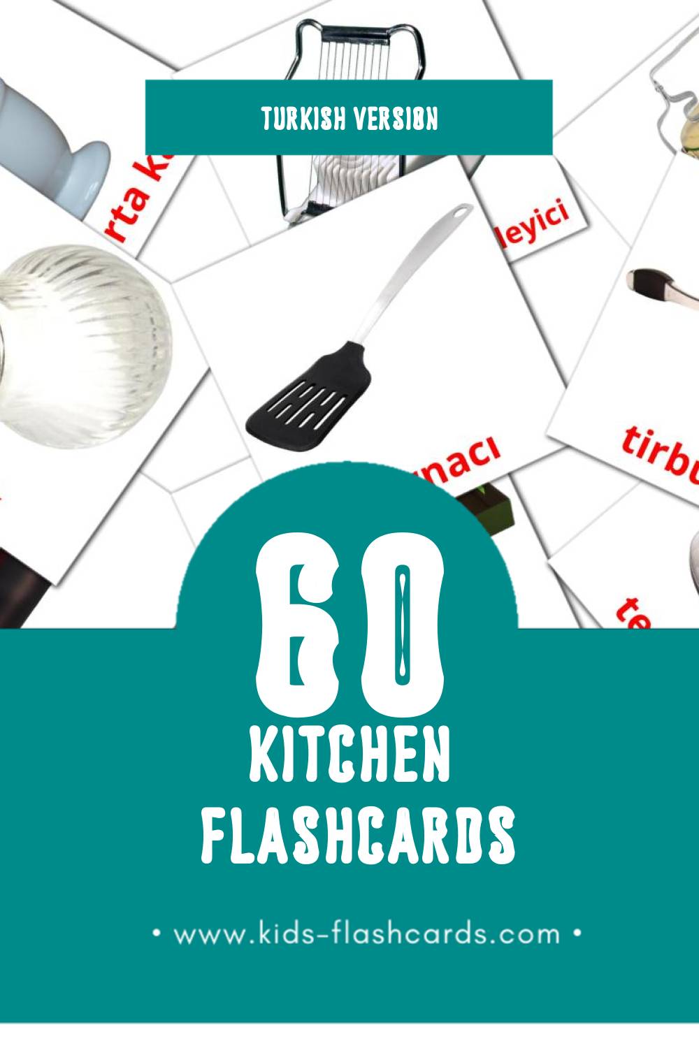 Visual Kitchen mutfak Flashcards for Toddlers (64 cards in Turkish)