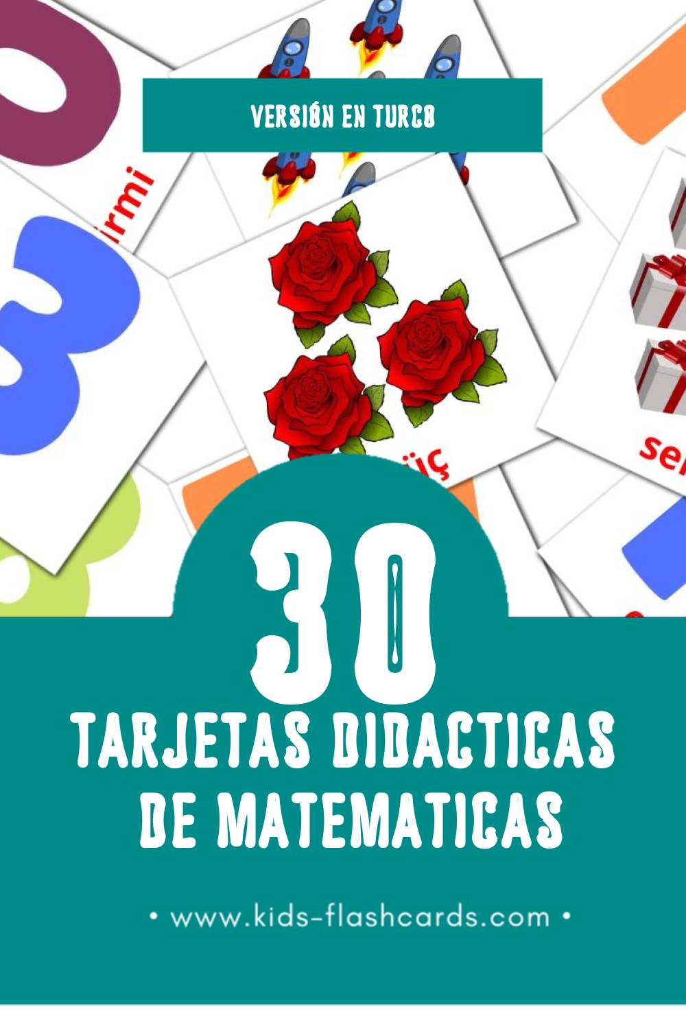 Tarjetas visuales de математике para niños pequeños (30 tarjetas en Turco)