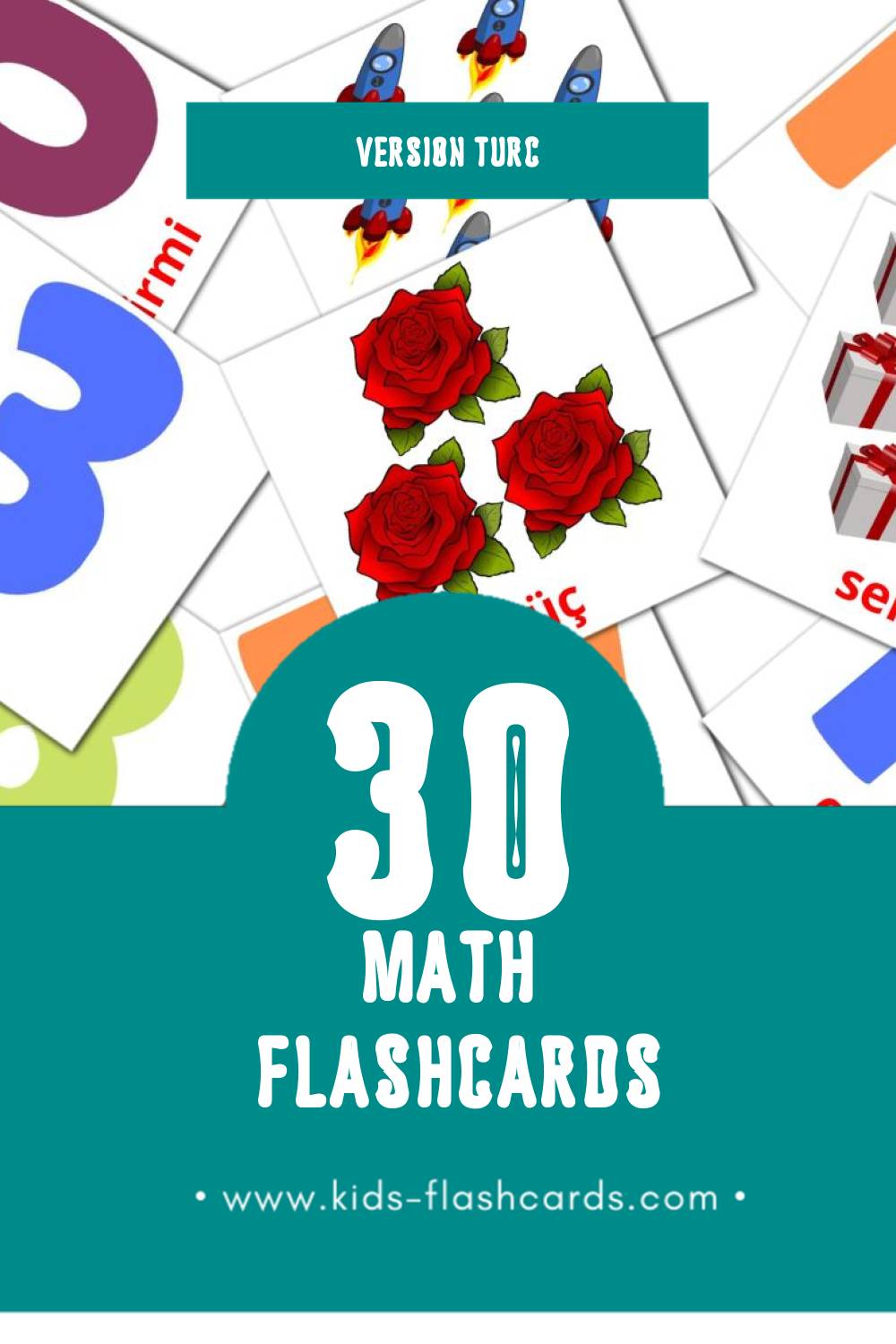 Flashcards Visual математике pour les tout-petits (30 cartes en Turc)