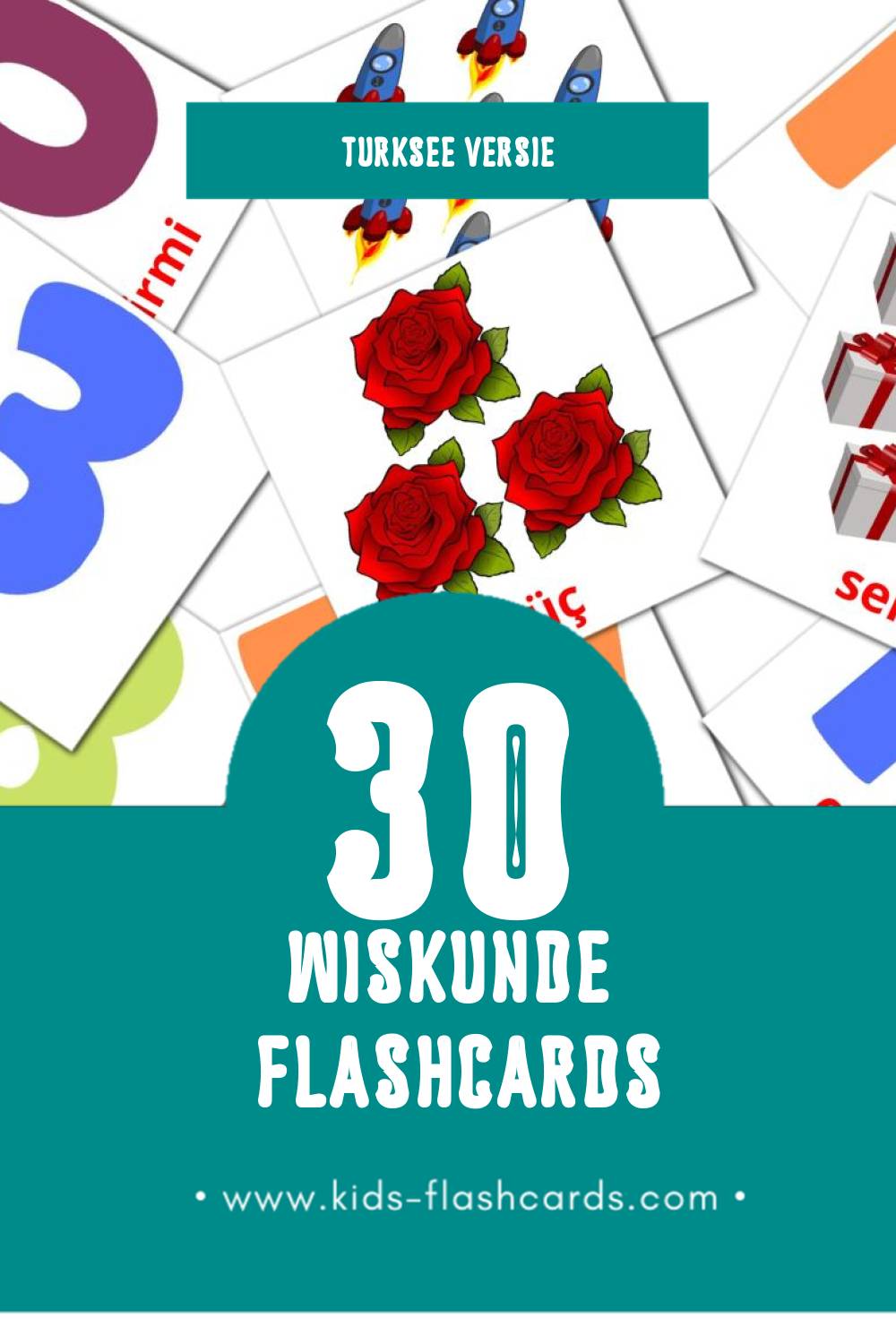 Visuele математике Flashcards voor Kleuters (30 kaarten in het Turkse)