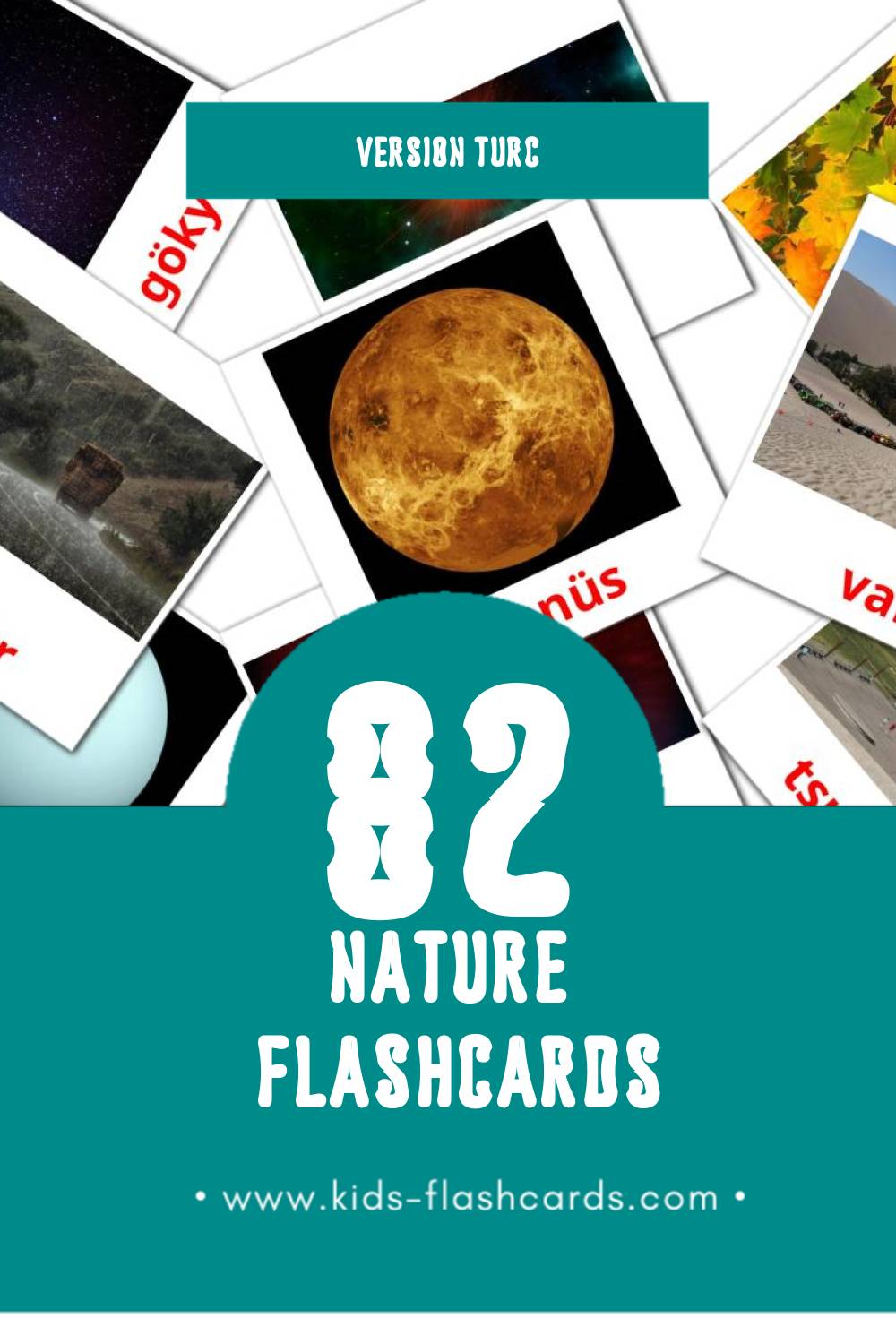 Flashcards Visual Doğa pour les tout-petits (82 cartes en Turc)