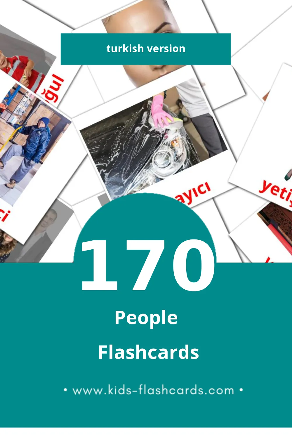 Visual İnsanlar Flashcards for Toddlers (170 cards in Turkish)