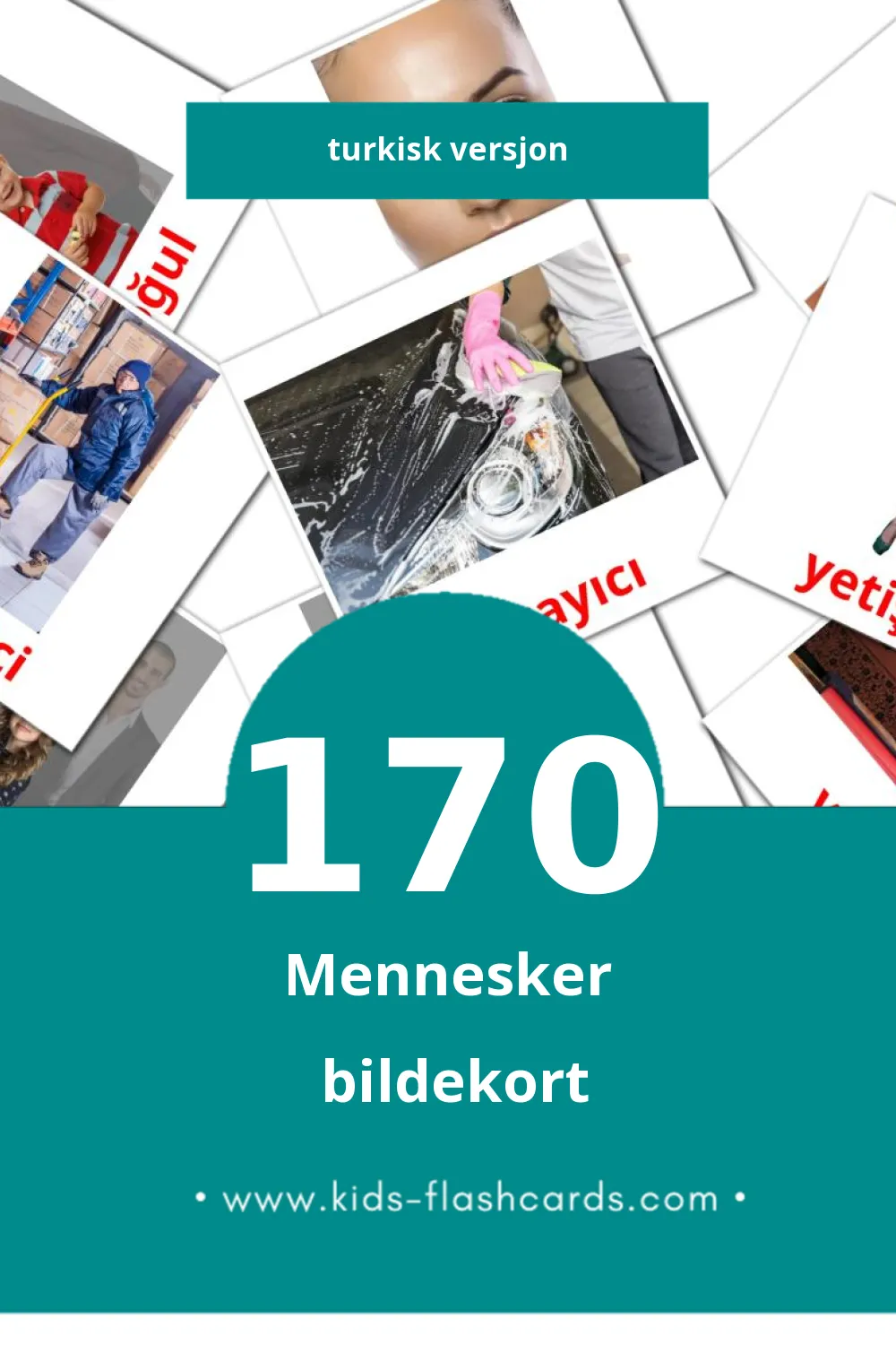 Visuelle İnsanlar bildekort for småbarn (170 kort på Turkisk)