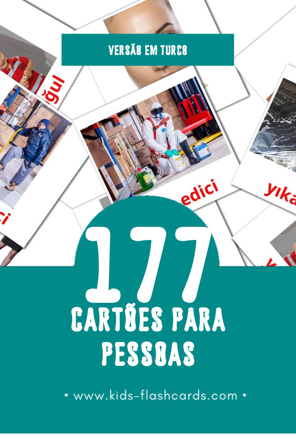Flashcards de İnsanlar Visuais para Toddlers (177 cartões em Turco)