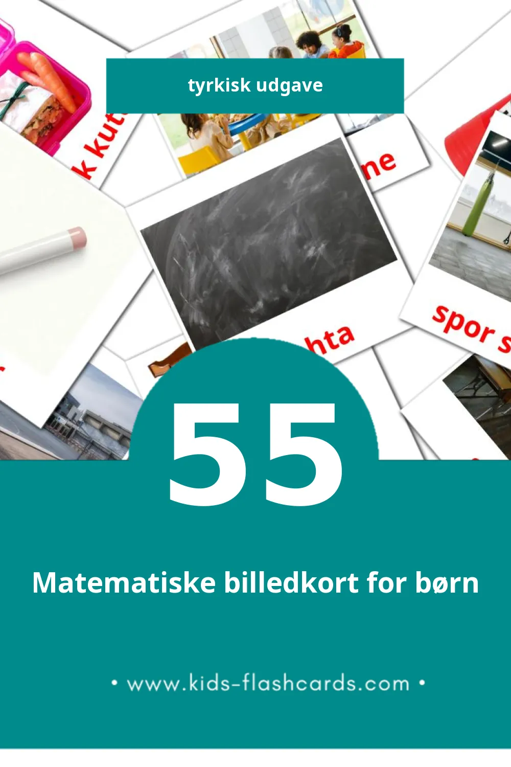 Visuelle billedkort for børn om Okul til småbørn (55 kort på Tyrkisk)