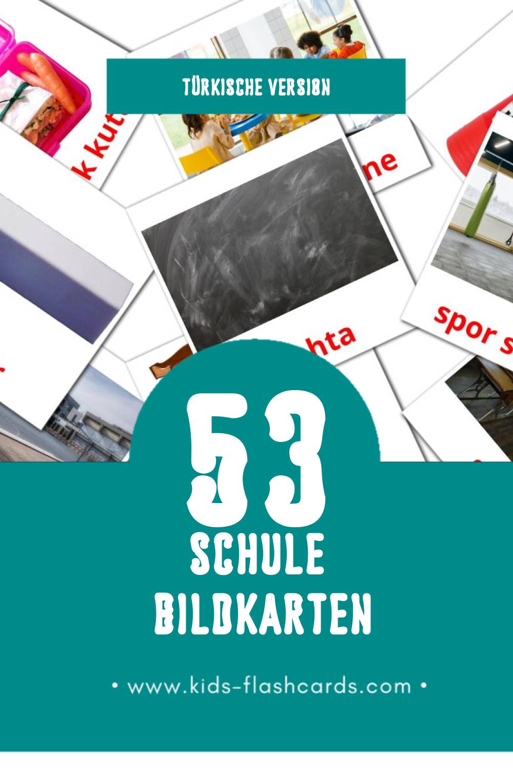 Visual Okul Flashcards für Kleinkinder (53 Karten in Türkisch)