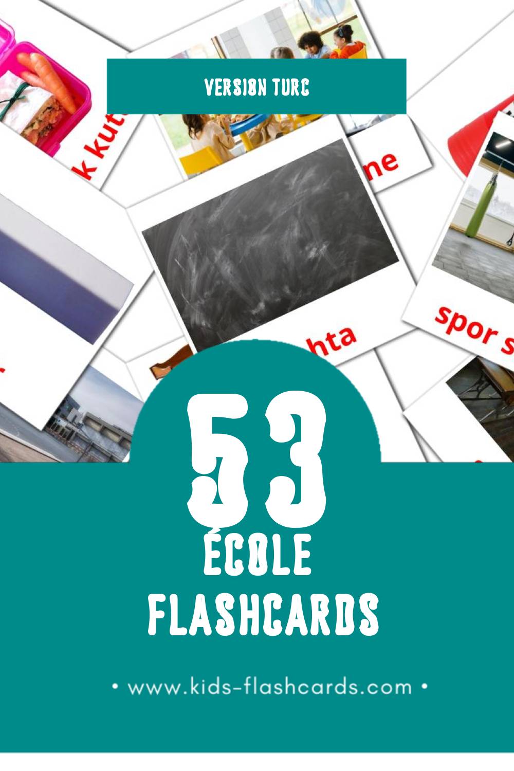Flashcards Visual Okul pour les tout-petits (53 cartes en Turc)