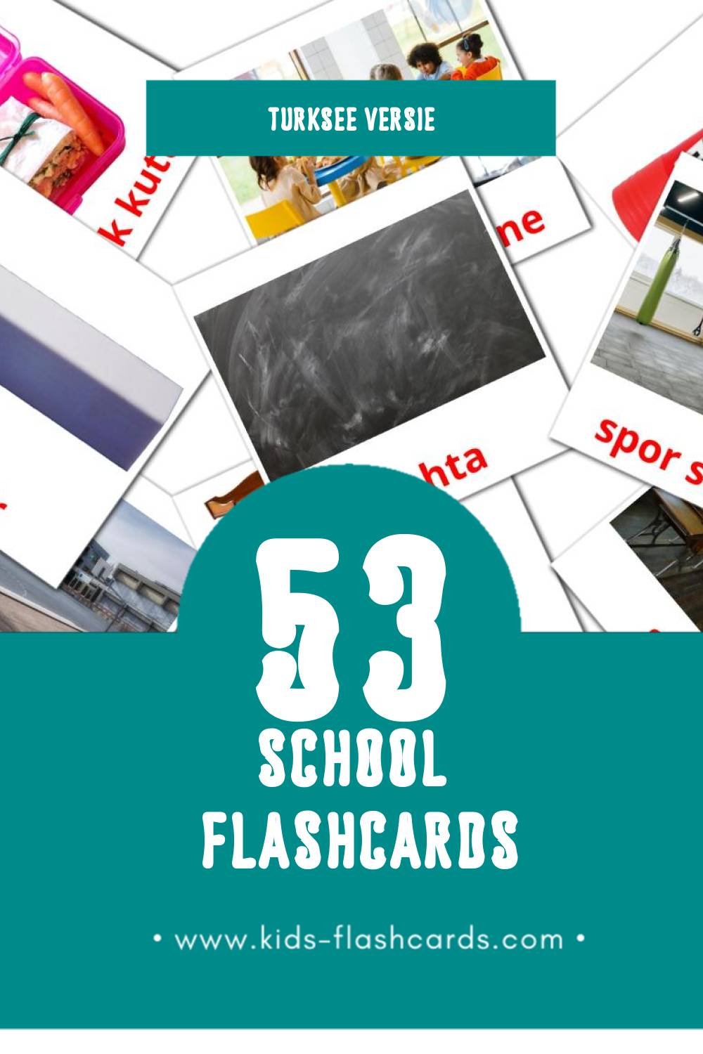 Visuele Okul Flashcards voor Kleuters (53 kaarten in het Turkse)