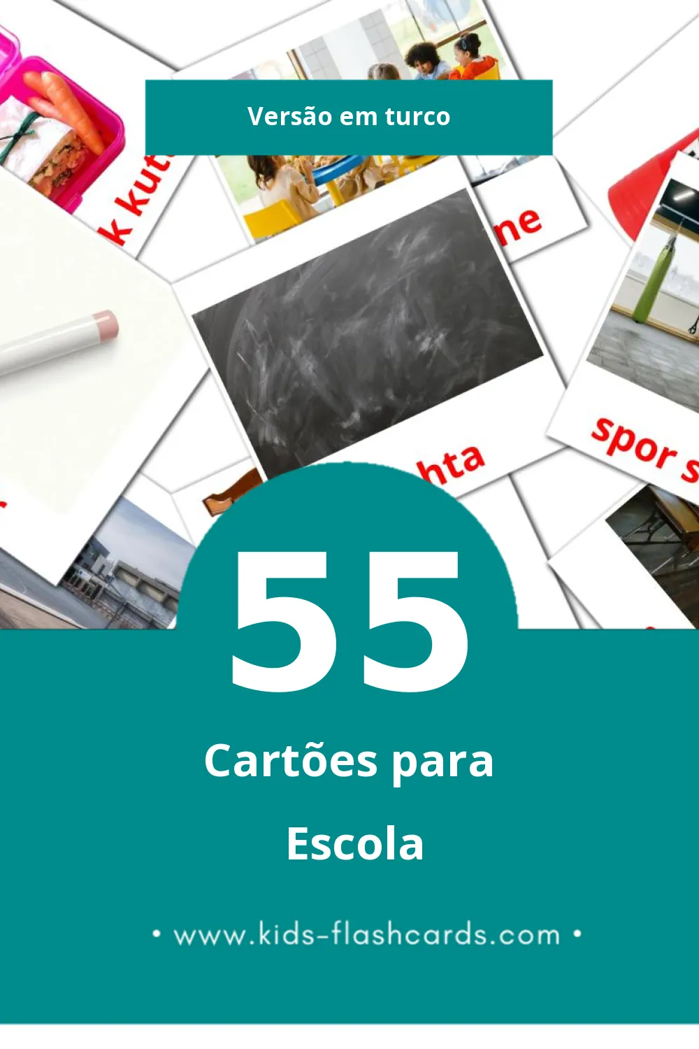 Flashcards de Okul Visuais para Toddlers (55 cartões em Turco)