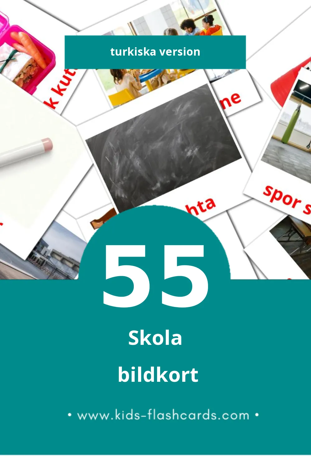 Visuella Okul för småbarn (55 bildkort för barn på Turkiska)