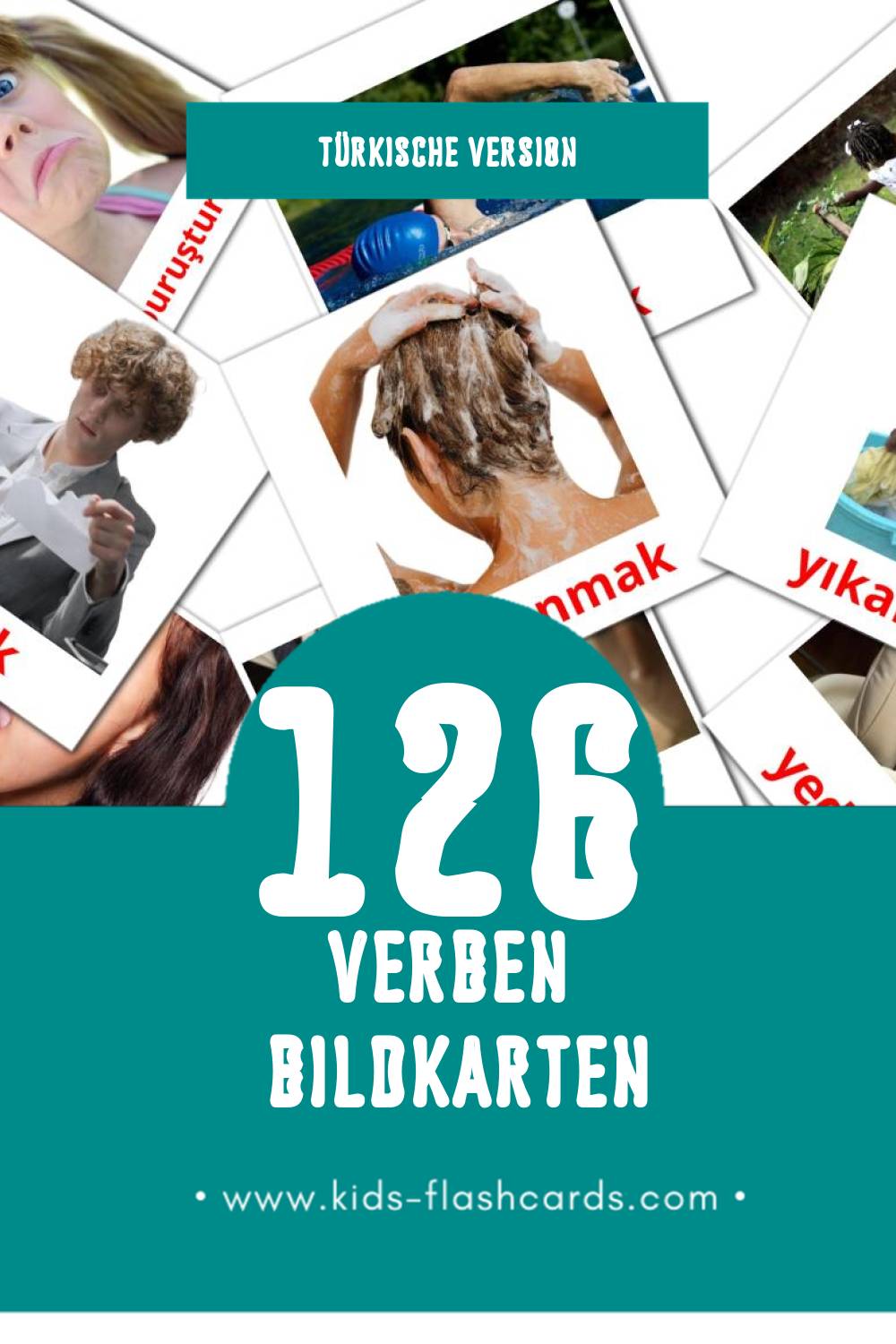 Visual kelimeler Flashcards für Kleinkinder (126 Karten in Türkisch)