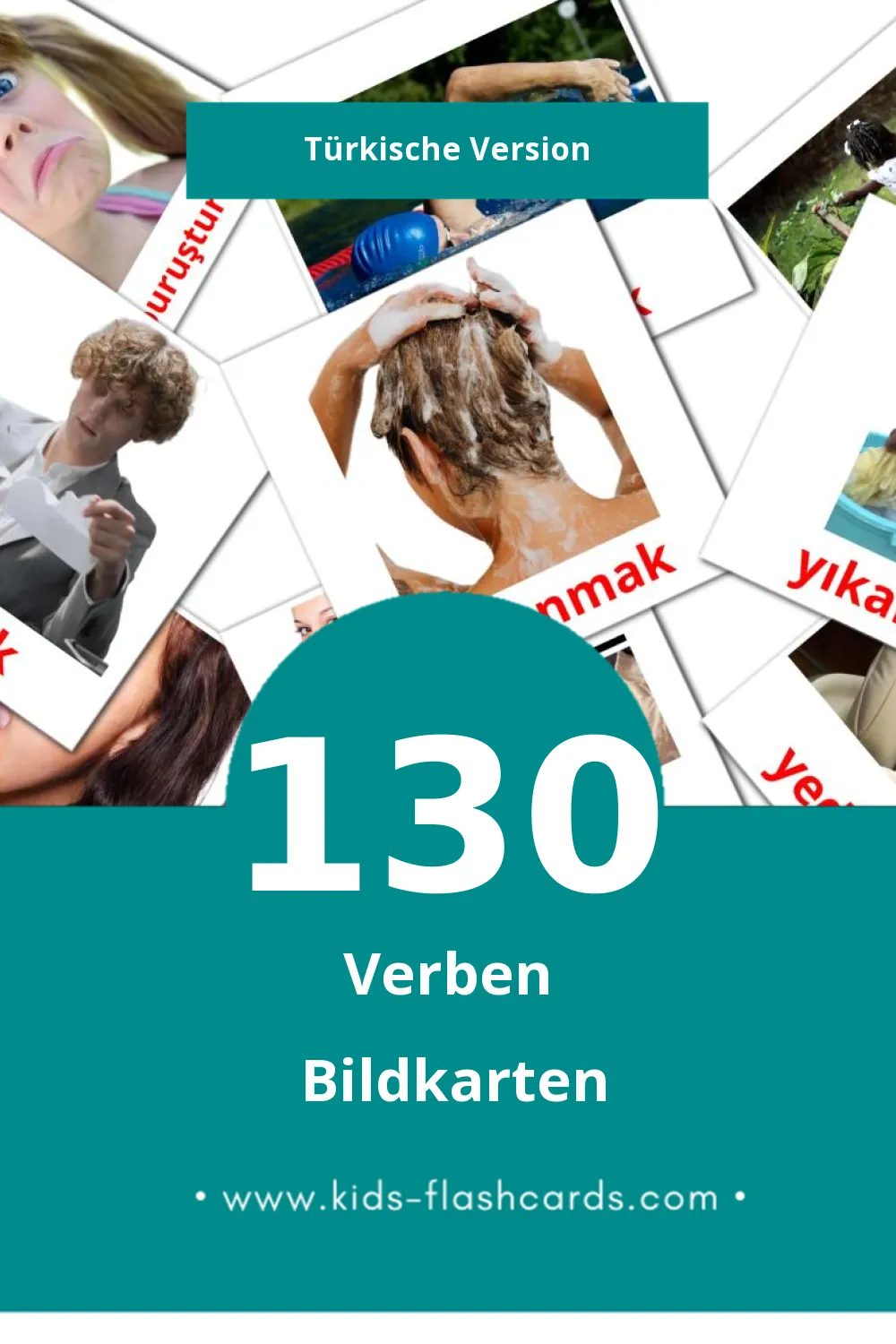 Visual kelimeler Flashcards für Kleinkinder (130 Karten in Türkisch)