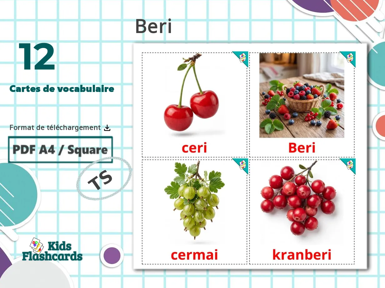 12 Cartes de Vocabulaire pour Enfants GRATUITES Baies à Imprimer en ...