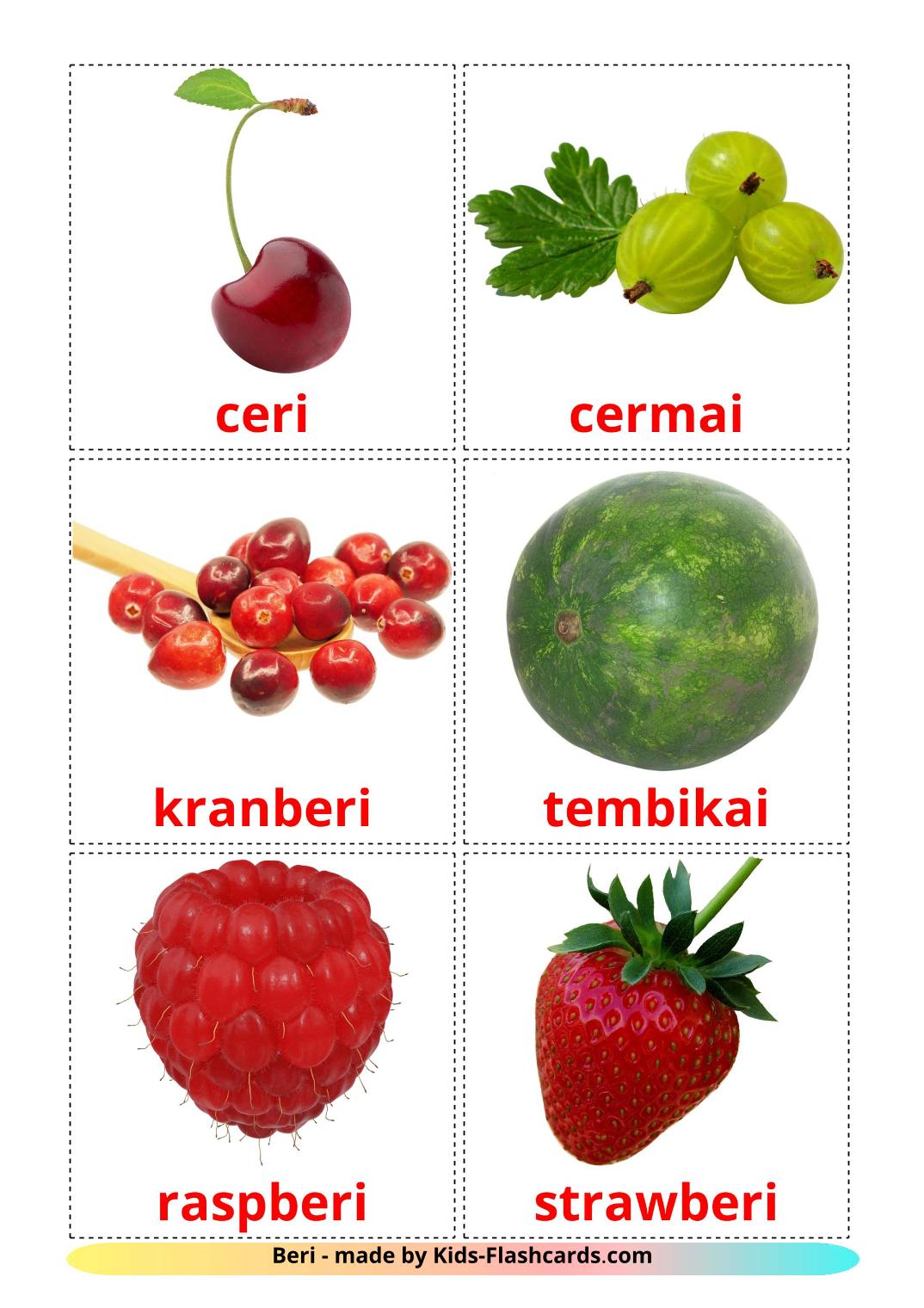 Berries - 11 Free Printable malay Flashcards 