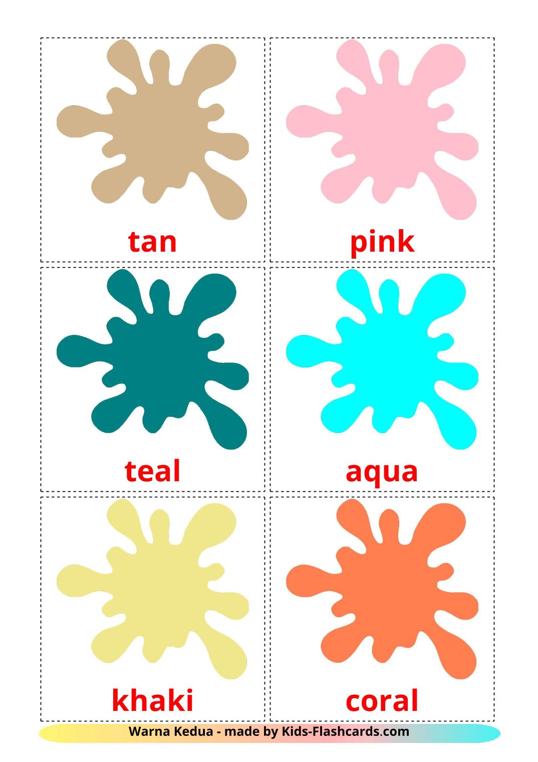 Secondary colors - 20 Free Printable malay Flashcards 