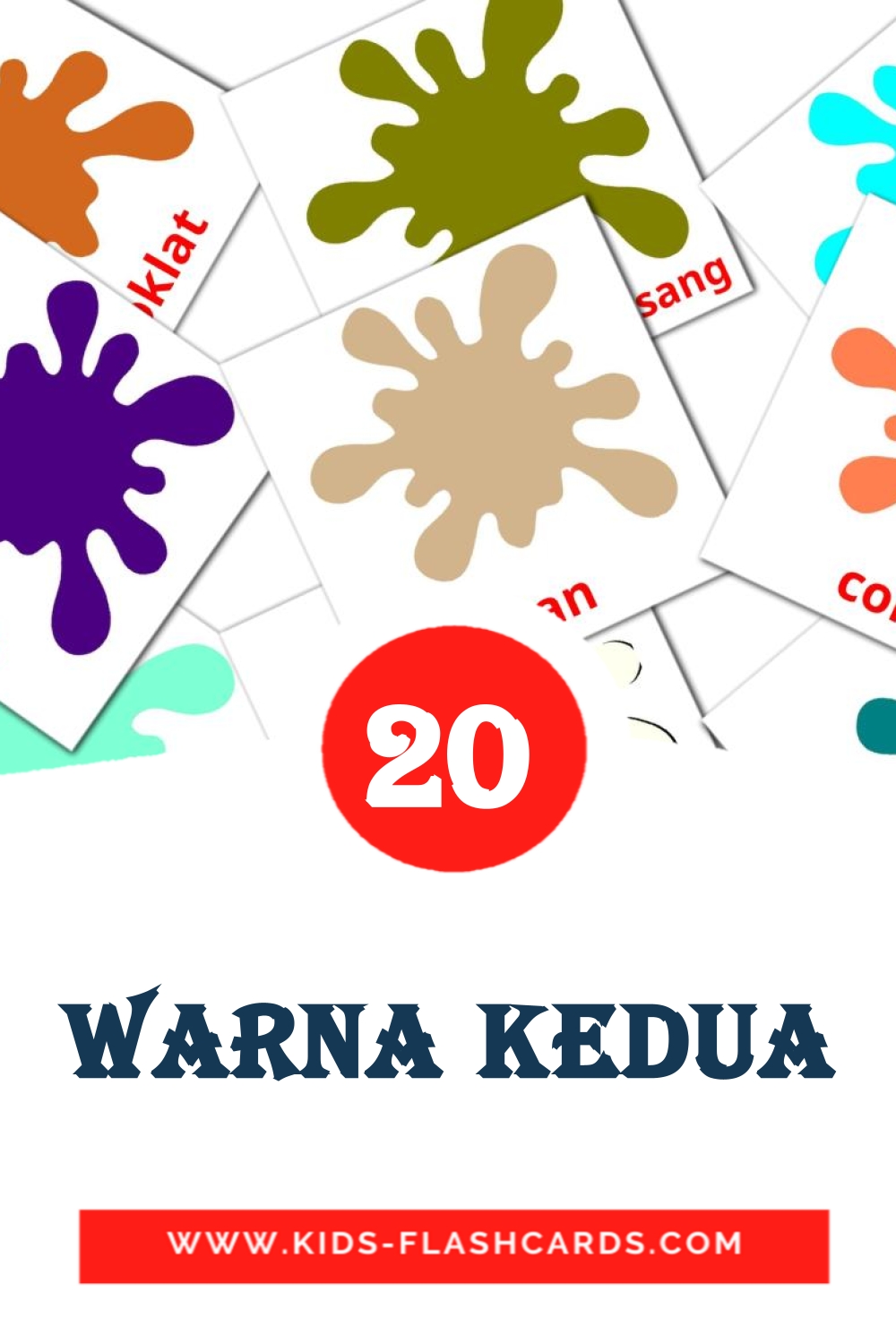 20 Cartões com Imagens de Warna Kedua para Jardim de Infância em malaio